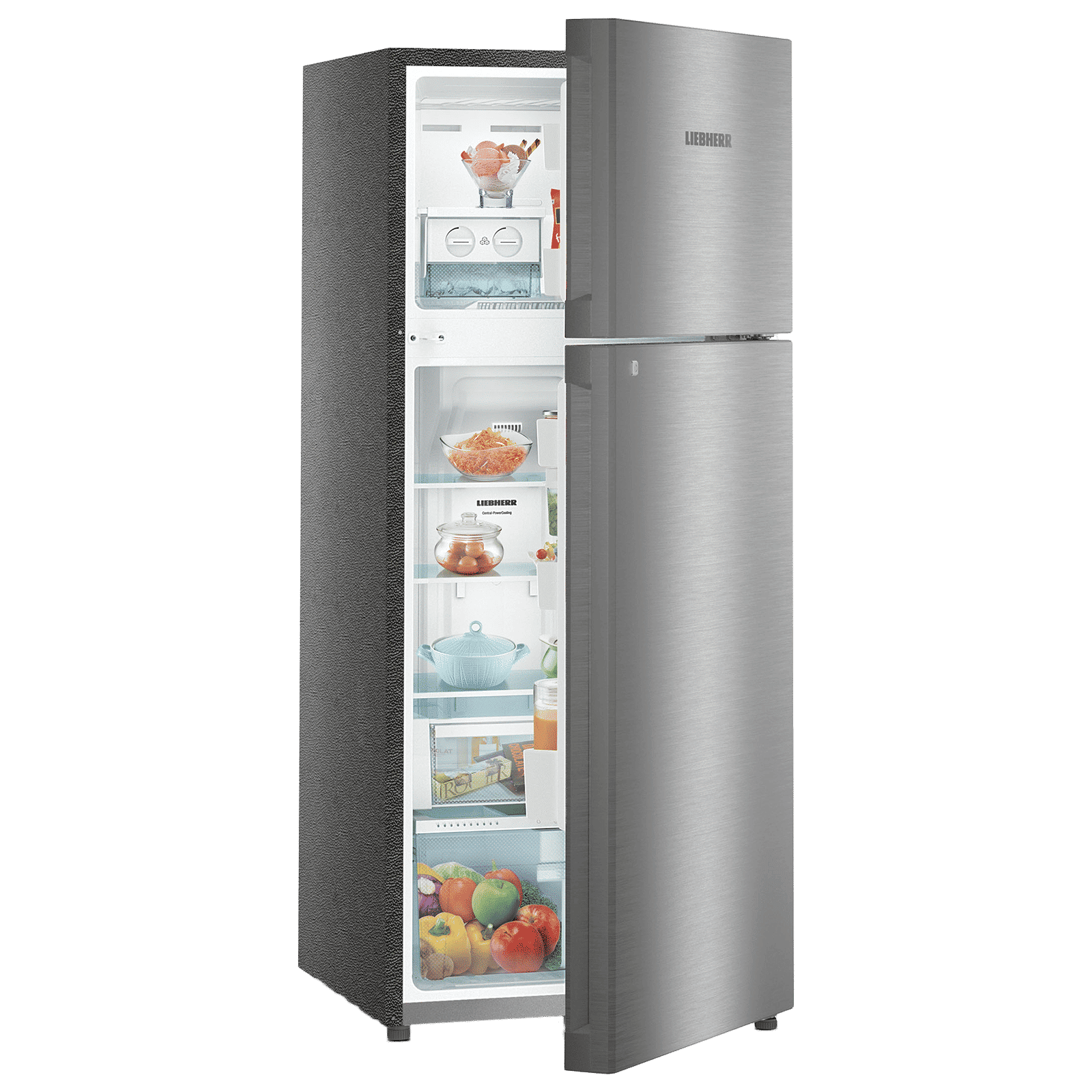 LIEBHERR 265 Litres 3 Star Frost Free Double Door Refrigerator with Central Power Cooling (TCSL 2640, Edelstahllook)_12