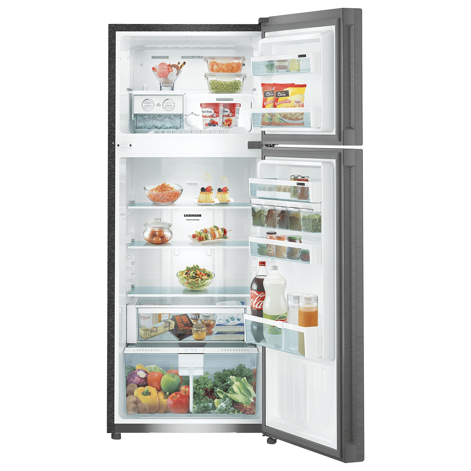 LIEBHERR 265 Litres 3 Star Frost Free Double Door Refrigerator with Central Power Cooling (TCSL 2640, Edelstahllook)_4