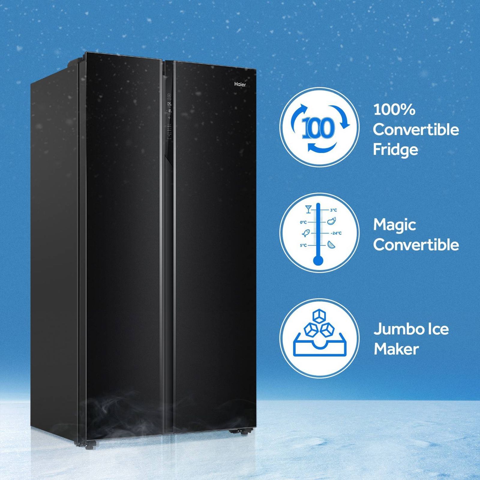 Haier 630 Litres Frost Free Side by Side Refrigerator with Magic Cooling Technology (HRS-682KG, Black Glass) Haier 630 Litres Frost Free Side by Side Refrigerator with Magic Cooling Technology (HRS-682KG, Black Glass)_12