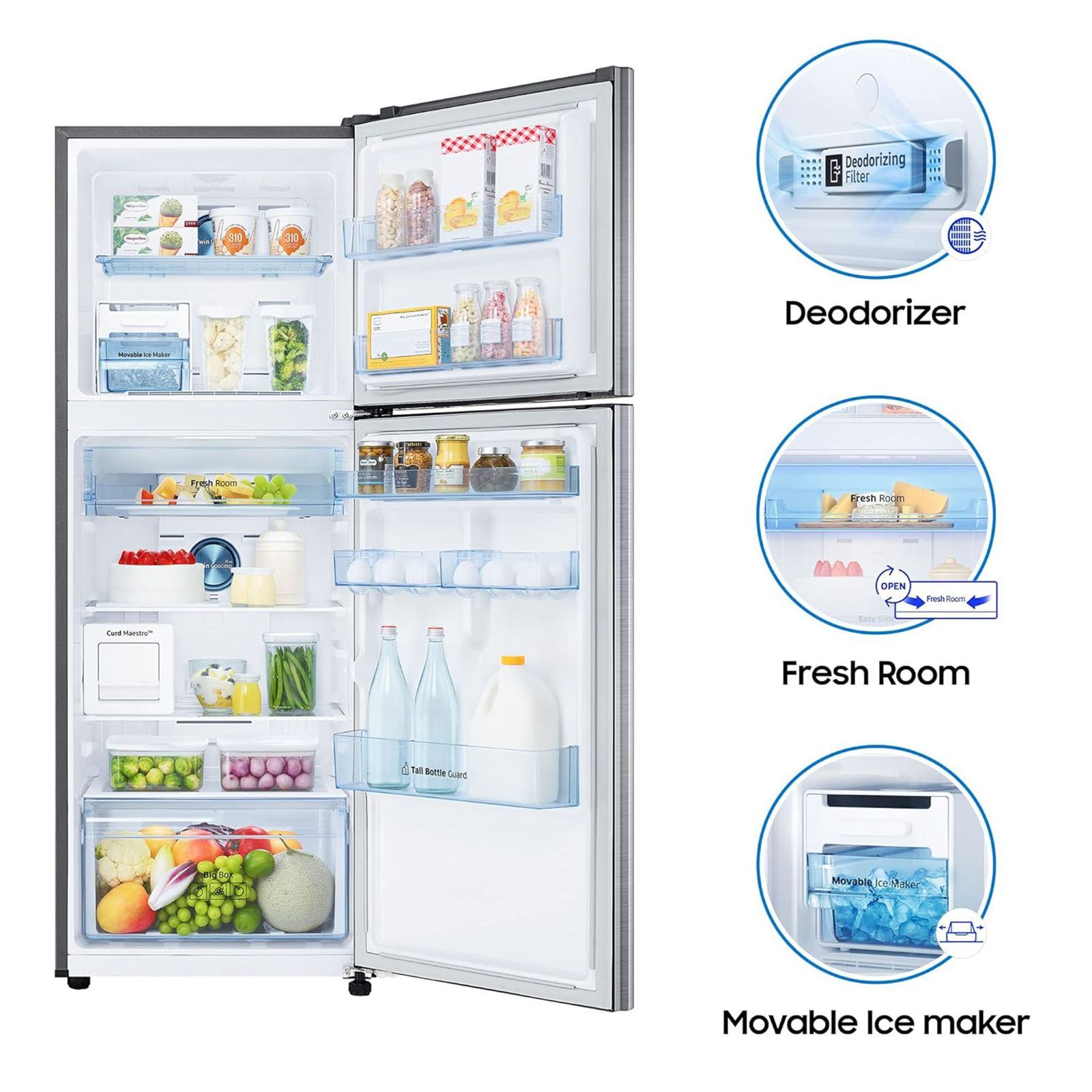 SAMSUNG 336 Litres 2 Star Frost Free Double Door Convertible Refrigerator with Curd Maestro (RT37A4632S9/HL, Refined Inox)_15