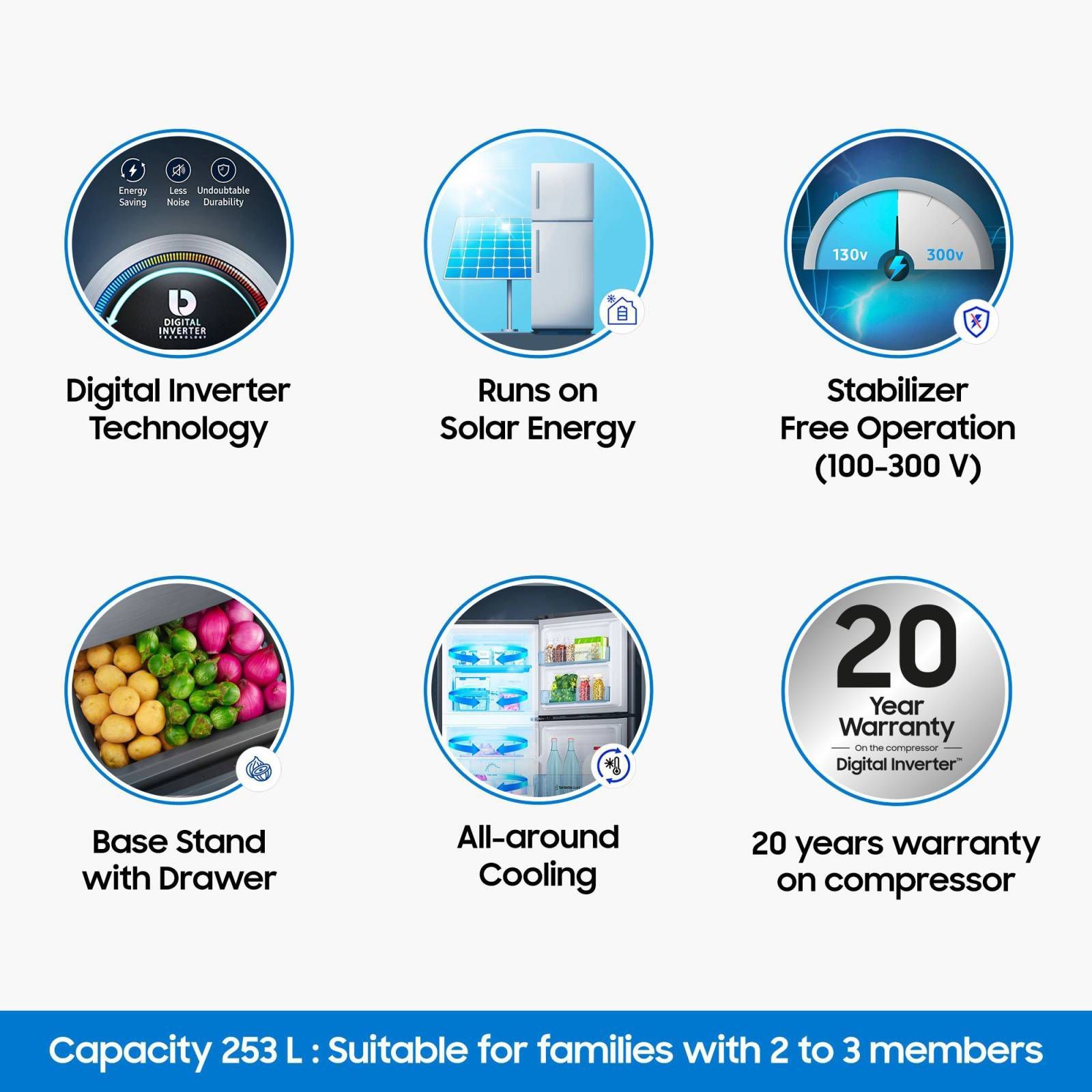 SAMSUNG 253 Litres 2 Star Frost Free Double Door Refrigerator with Base Stand Drawer (RT28T3122S8/HL, Elegant Inox)_12