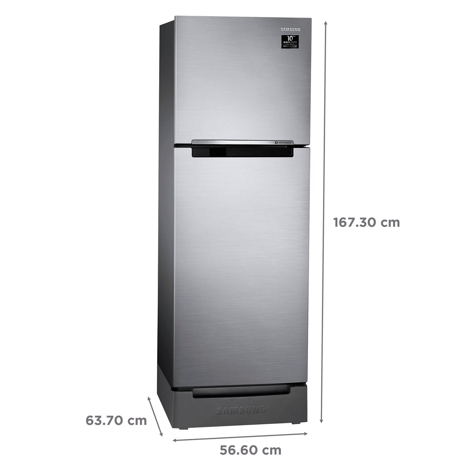 SAMSUNG 253 Litres 2 Star Frost Free Double Door Refrigerator with Base Stand Drawer (RT28T3122S8/HL, Elegant Inox)_3