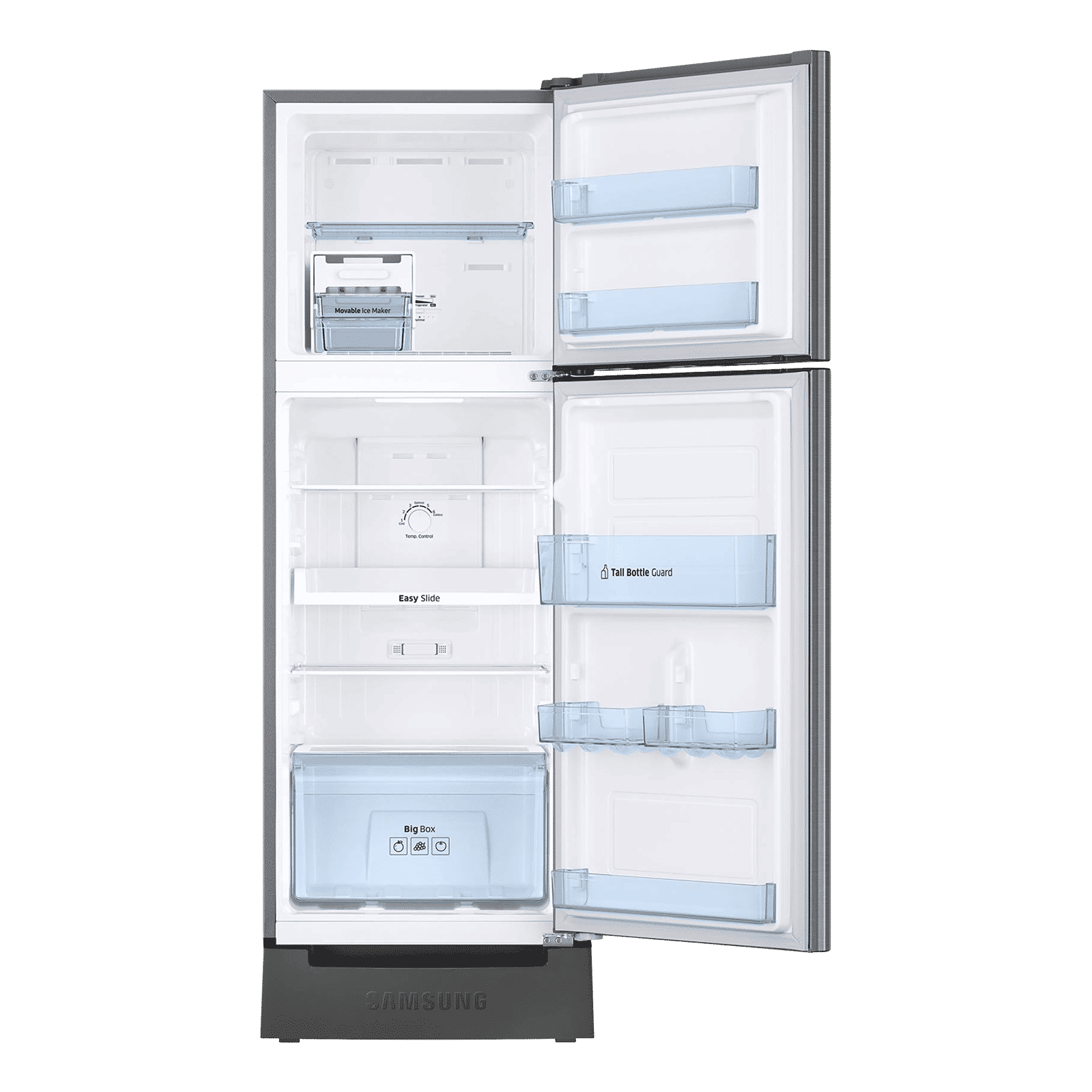 SAMSUNG 253 Litres 2 Star Frost Free Double Door Refrigerator with Base Stand Drawer (RT28T3122S8/HL, Elegant Inox)_6