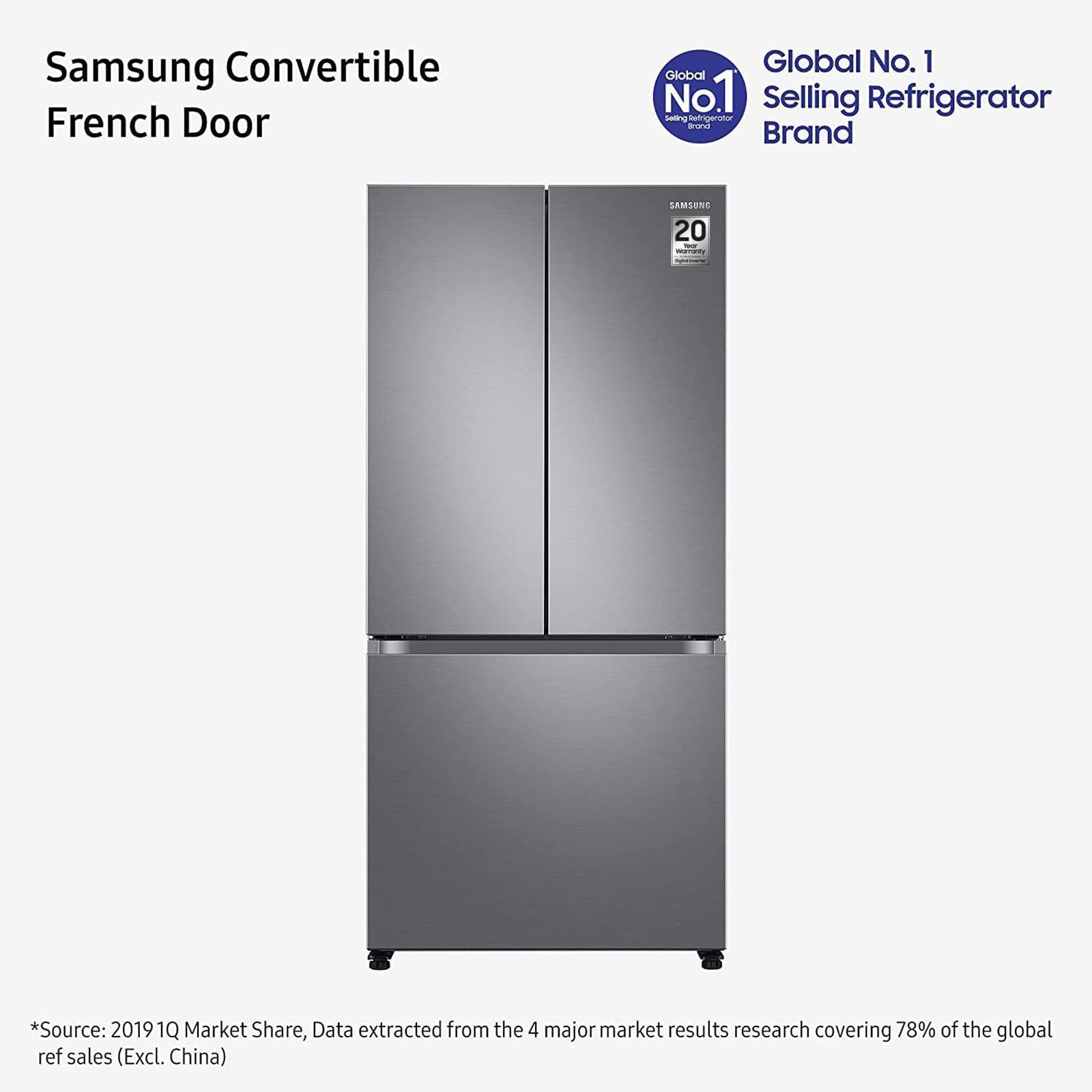 SAMSUNG 580 Litres 4 Star Frost Free French Door Convertible Refrigerator with Twin Cooling Plus Technology (RF57A5032S9/TL, Refined Inox)_11