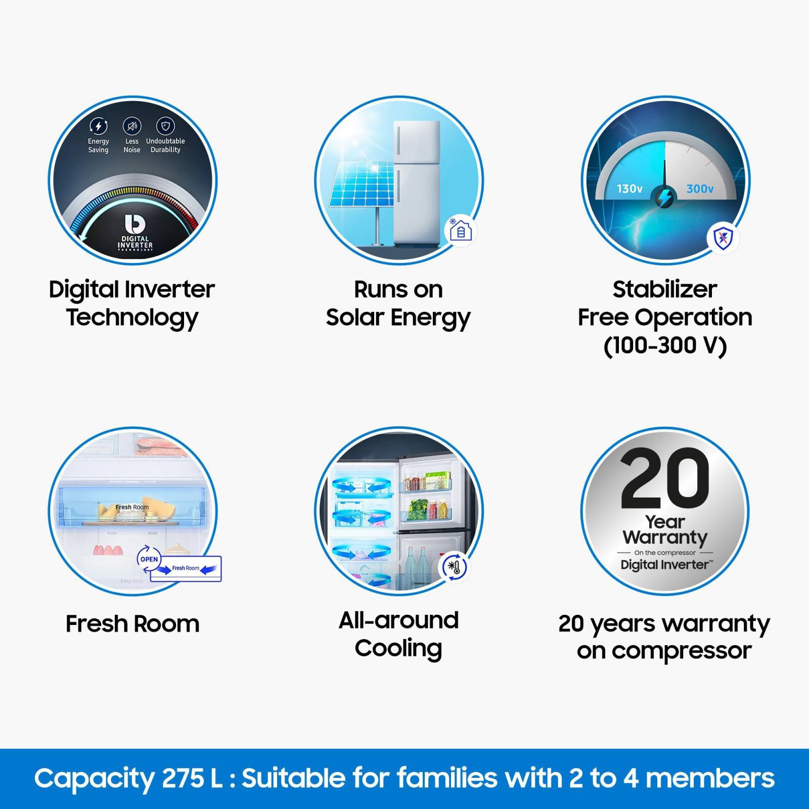 SAMSUNG 275 Litres 3 Star Frost Free Double Door Refrigerator with Multi Air Flow System (RT30T3443S9/HL, Refined Inox)_11