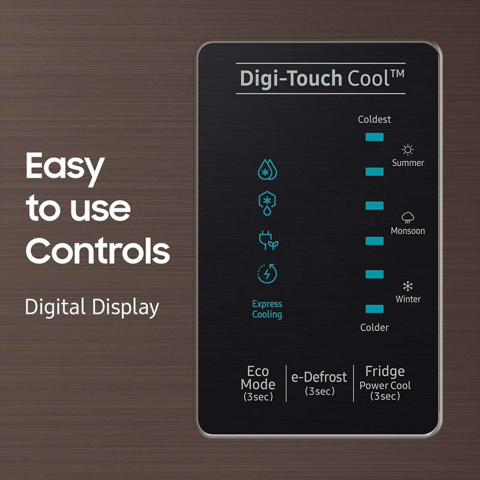 SAMSUNG Digi-Touch Cool 198 Litres 4 Star Direct Cool Single Door Refrigerator with Auto Express Cooling (RR21A2C2XDX/HL, Luxe Brown)_13