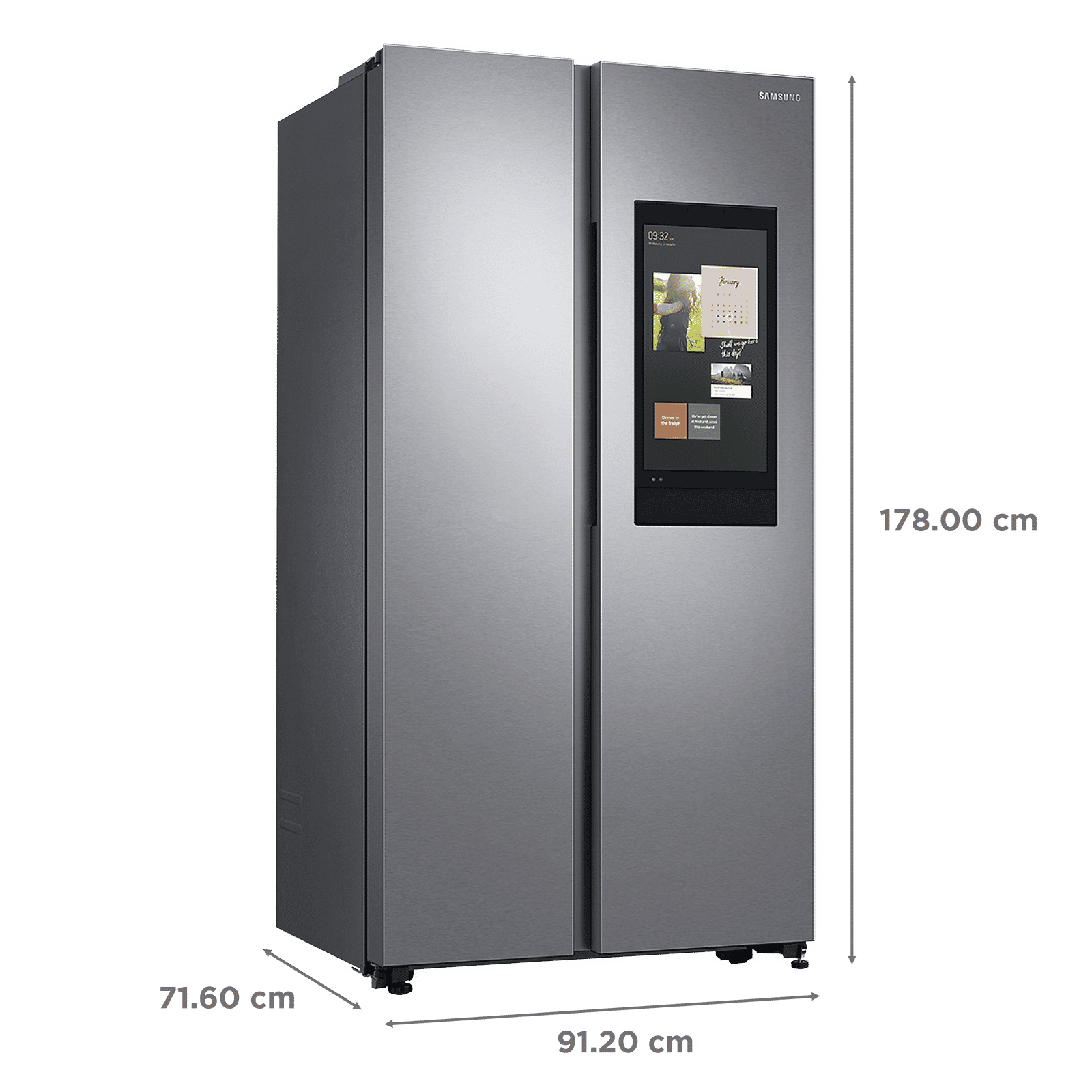 SAMSUNG 681 Litres Frost Free Side by Side Smart Wifi Enabled Refrigerator with Family Hub (RS72A5F11SL/TL, Ez Clean Steel)_2