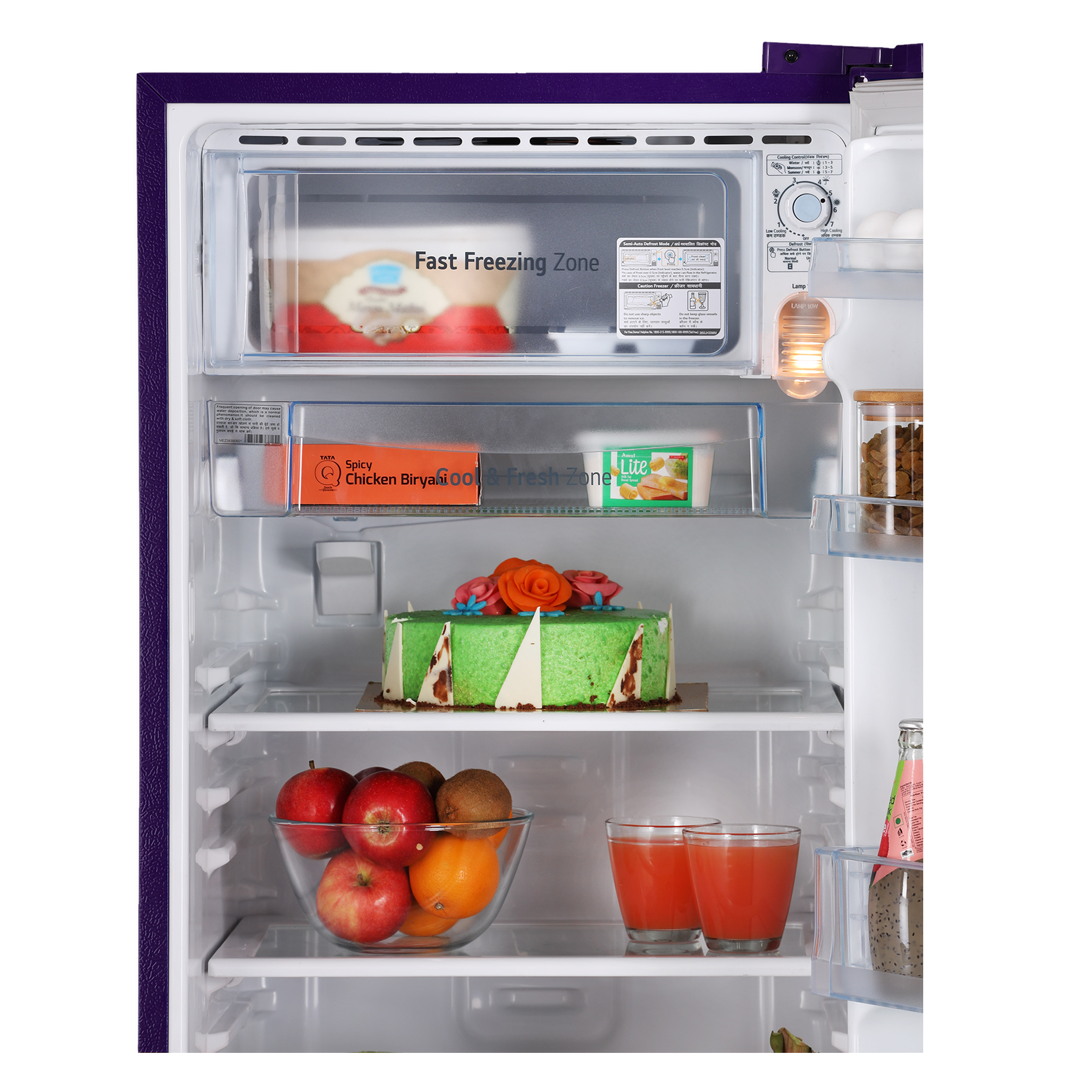 LG 185 Litres 1 Star Direct Cool Single Door Refrigerator with Stabilizer Free Operation (GL-B199OPGB, Purple Glow)_7