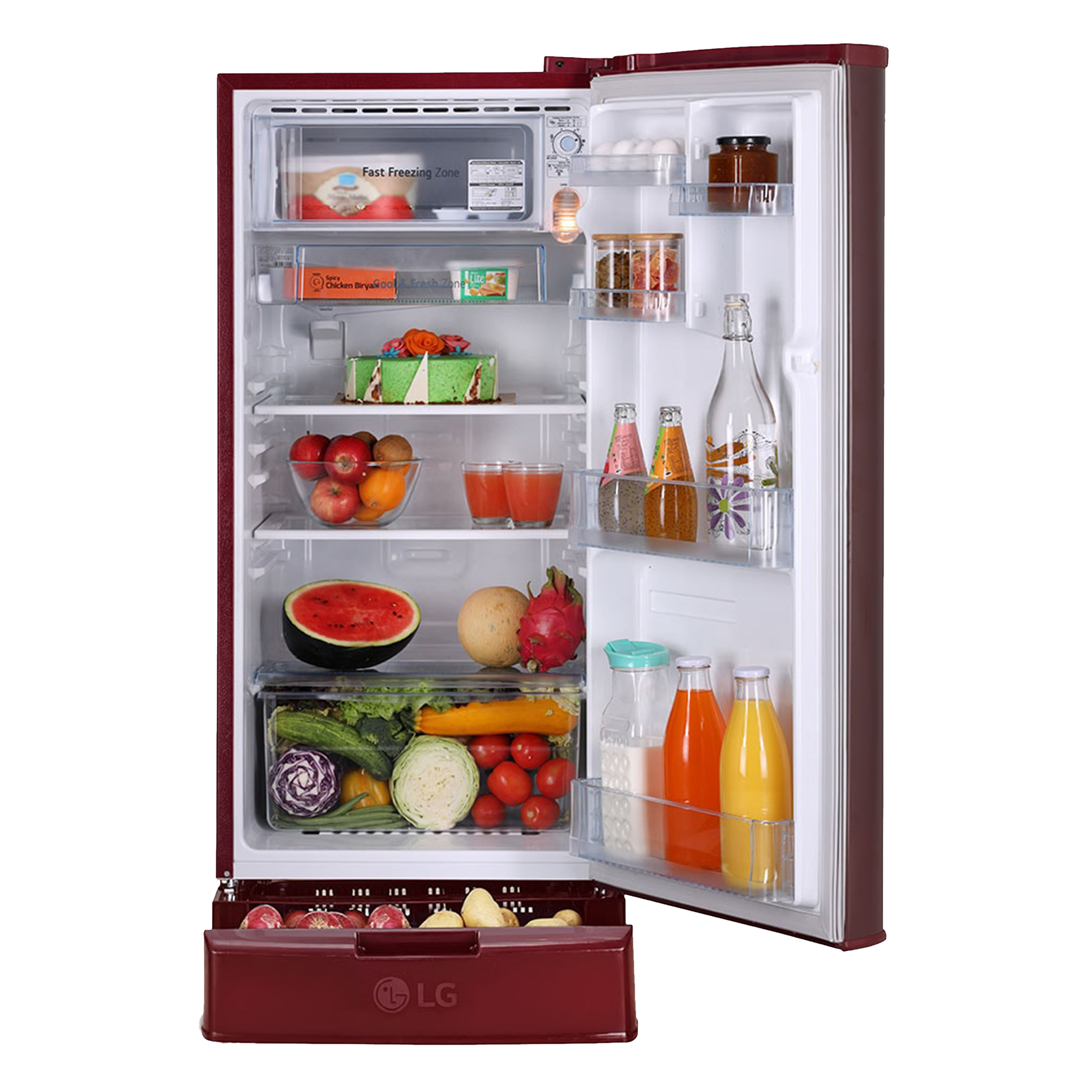 LG 185 Litres 1 Star Direct Cool Single Door Refrigerator with Multi Air Flow System (GL-D199ORGB, Ruby Glow) LG 185 Litres 1 Star Direct Cool Single Door Refrigerator with Multi Air Flow System (GL-D199ORGB, Ruby Glow)_5