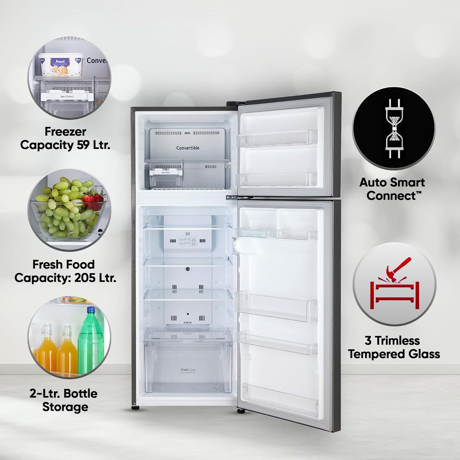 LG 264 Litres 2 Star Frost Free Double Door Convertible Refrigerator with Multi Air Flow System (GL-S302SPZY, Shiny Steel) LG 264 Litres 2 Star Frost Free Double Door Convertible Refrigerator with Multi Air Flow System (GL-S302SPZY, Shiny Steel)_11