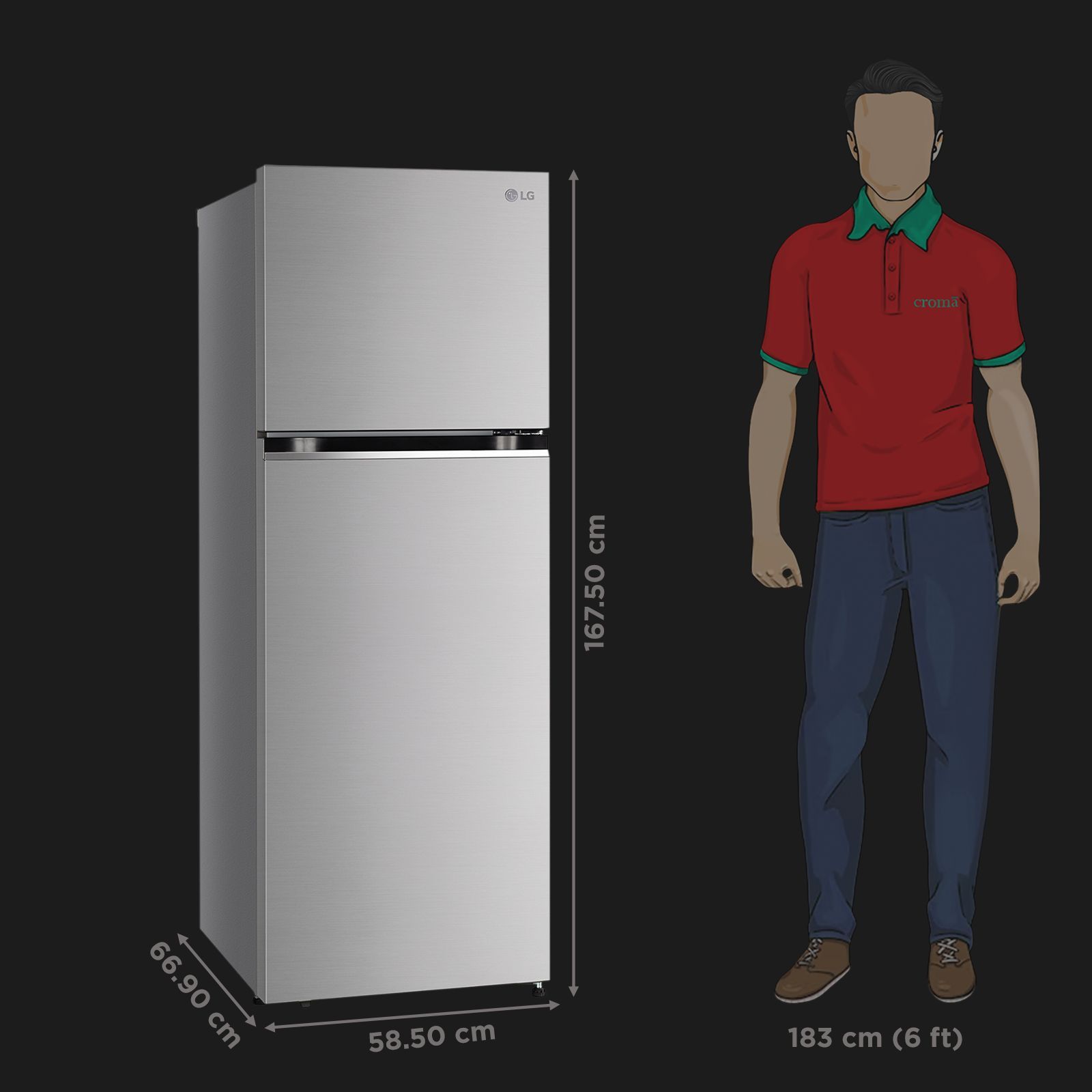LG 322 Litres 2 Star Frost Free Double Door Convertible Refrigerator with Multi Air Flow System (GL-S342SPZY, Shiny Steel)_4