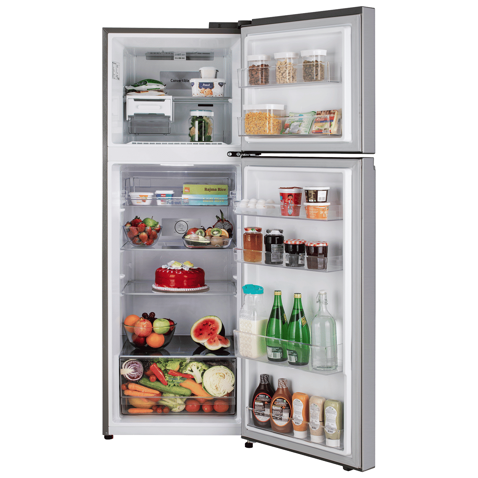 LG 322 Litres 2 Star Frost Free Double Door Convertible Refrigerator with Multi Air Flow System (GL-S342SPZY, Shiny Steel)_5