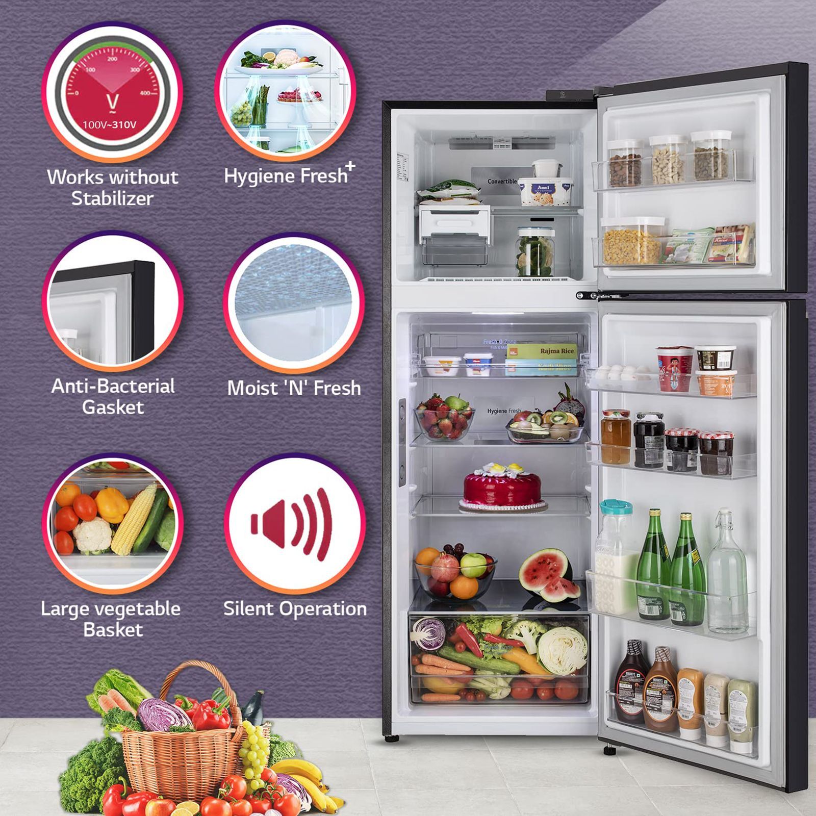 LG 322 Litres 3 Star Frost Free Double Door Smart Wi-Fi Enabled Refrigerator with Multi Air Flow System (GL-T342VESX, Ebony Sheen)_17