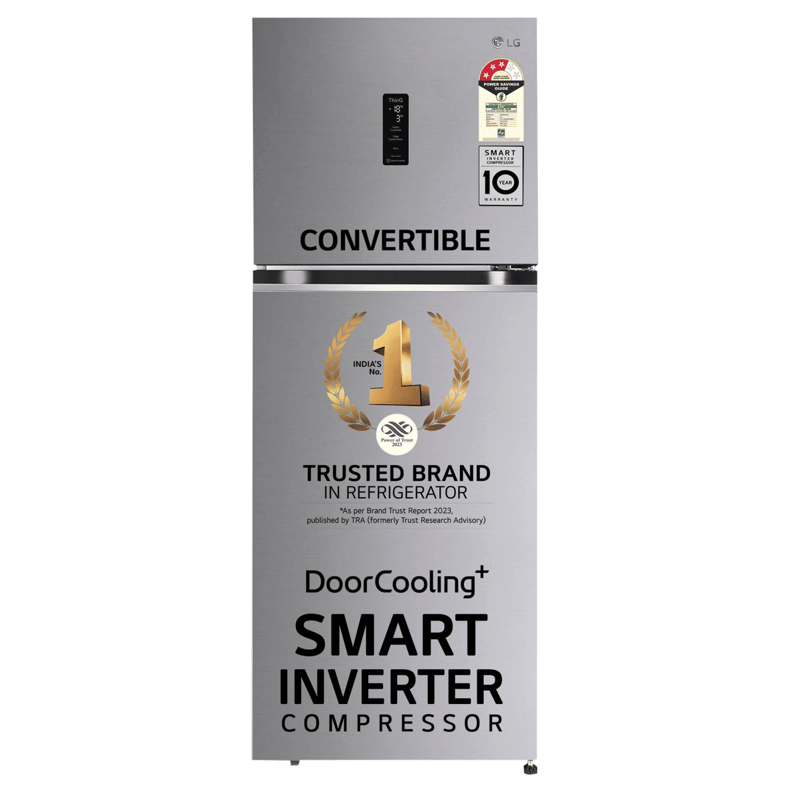 LG 340 Litres 3 Star Frost Free Double Door Smart Wi-Fi Enabled Refrigerator with Door Cooling Plus Technology (GL-T342VPZX, Shiny Steel)_1