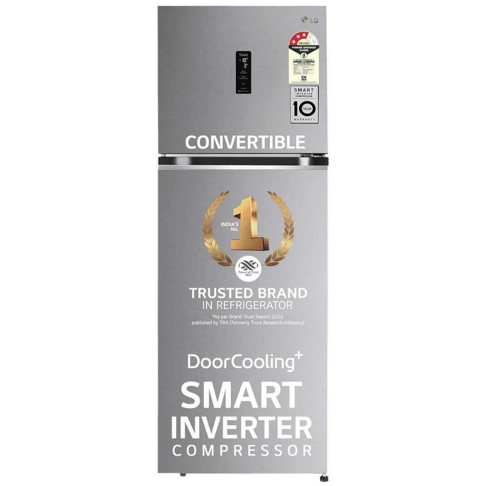 LG 360 Litres 3 Star Frost Free Double Door Smart Wi-Fi Enabled Refrigerator with Smart Diagnosis (GL-T382VPZX, Shiny Steel)_1