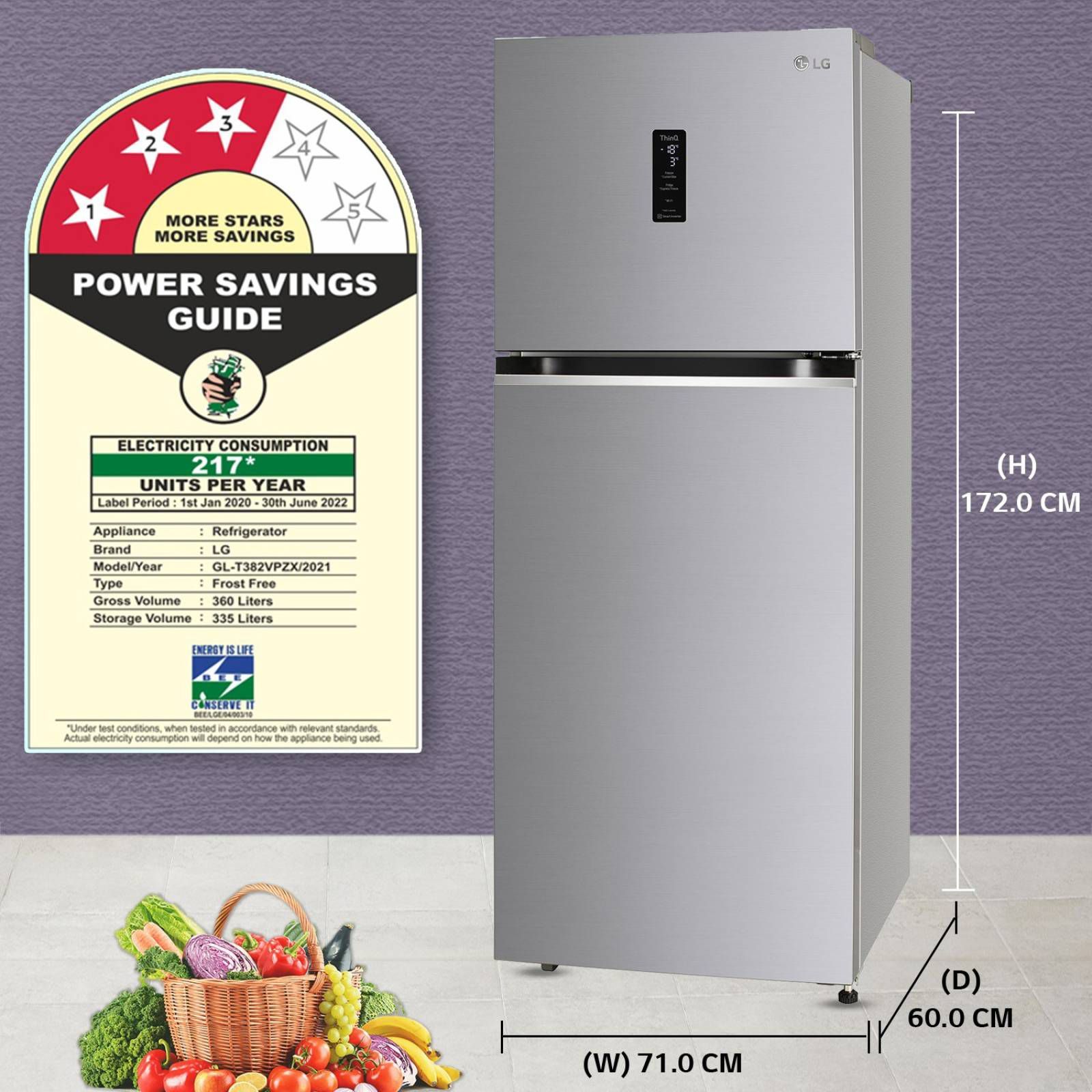 LG 360 Litres 3 Star Frost Free Double Door Smart Wi-Fi Enabled Refrigerator with Smart Diagnosis (GL-T382VPZX, Shiny Steel)_15