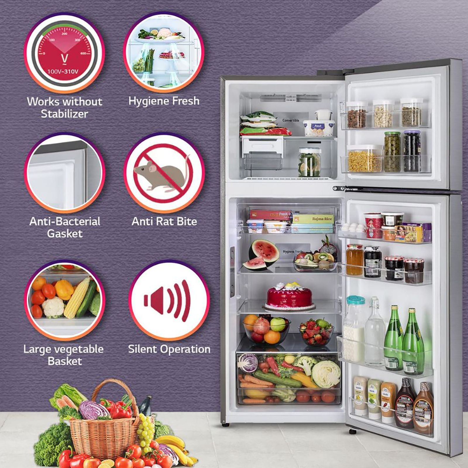 LG 360 Litres 3 Star Frost Free Double Door Smart Wi-Fi Enabled Refrigerator with Smart Diagnosis (GL-T382VPZX, Shiny Steel)_17