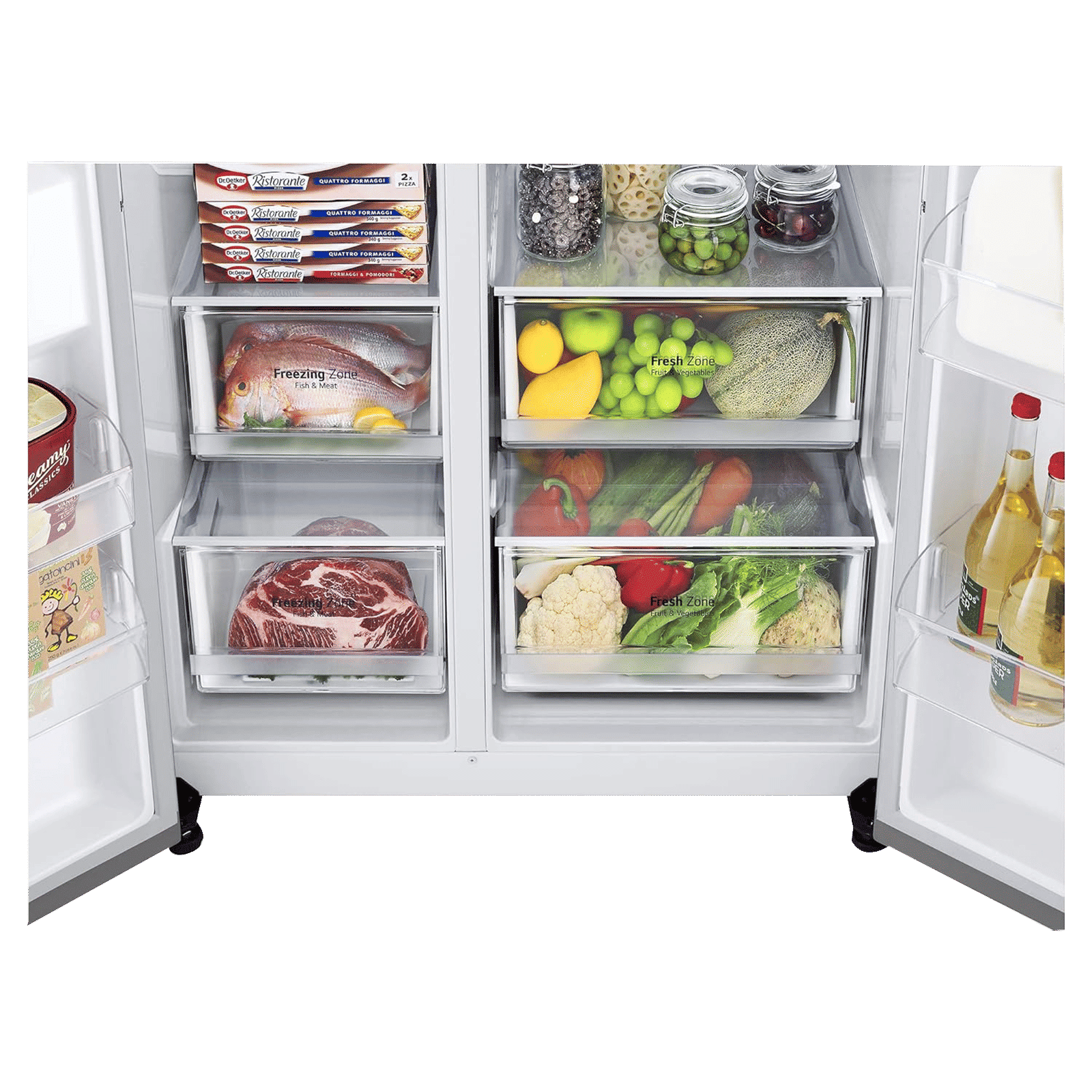 LG 694 Litres Frost Free Side by Side Refrigerator with Door Cooling Plus Technology (GC-B257SLUV.APZQEB, Platinum Silver III)_9