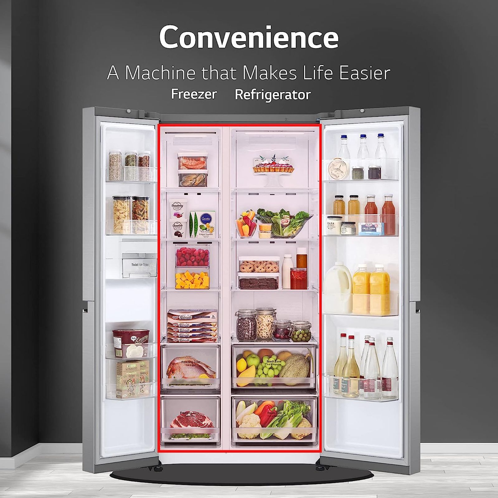 LG 694 Litres Frost Free Side by Side Refrigerator with Door Cooling Plus Technology (GC-B257SLUV.APZQEB, Platinum Silver III)_17