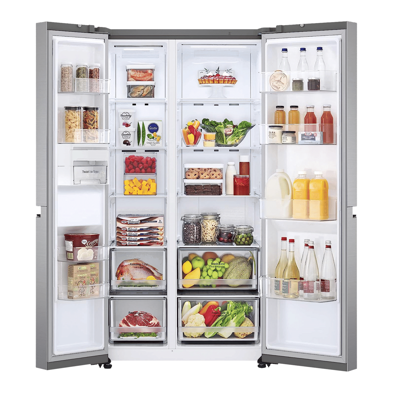 LG 694 Litres Frost Free Side by Side Refrigerator with Door Cooling Plus Technology (GC-B257SLUV.APZQEB, Platinum Silver III)_4