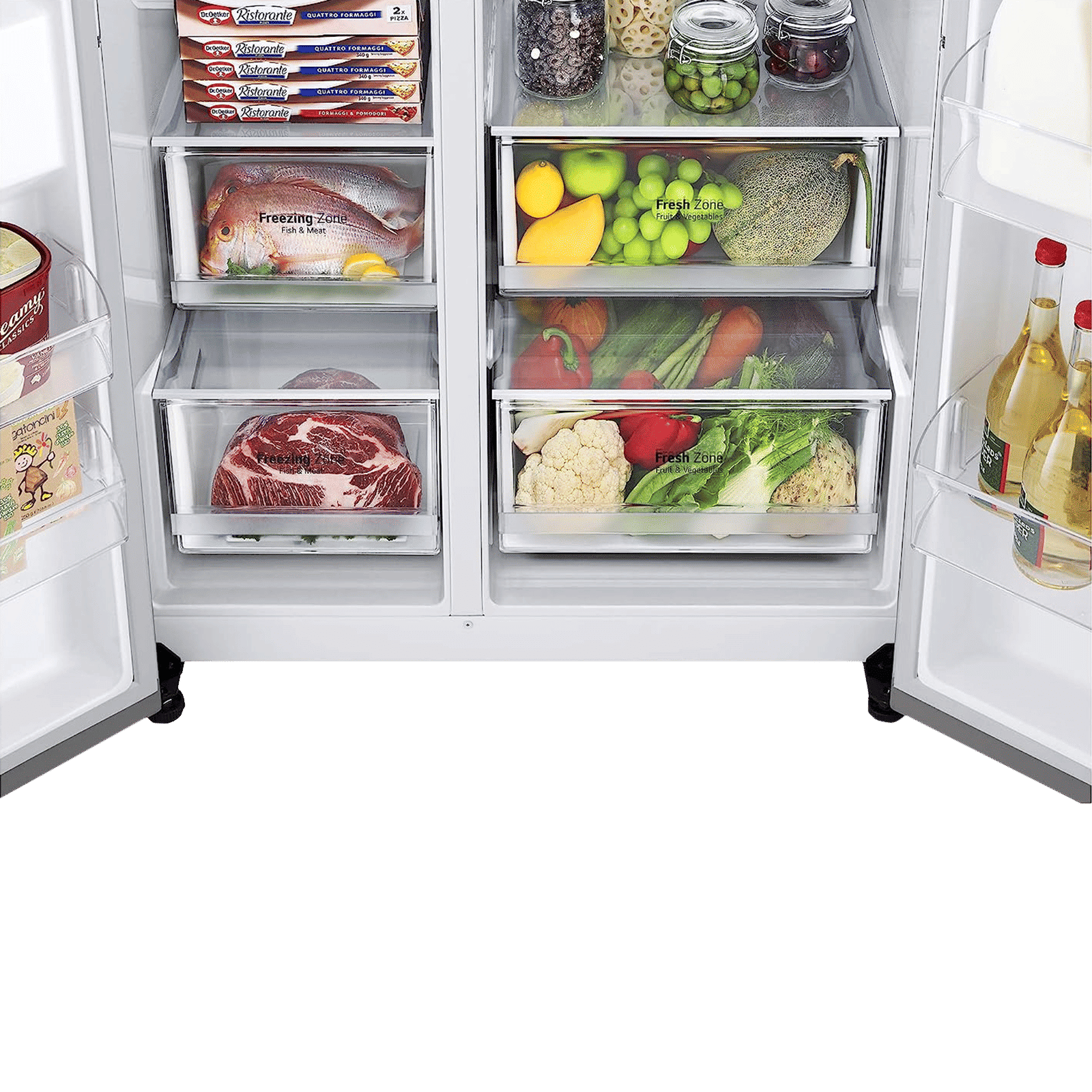 LG 694 Litres Frost Free Side by Side Refrigerator with Door Cooling Plus Technology (GC-B257SLUV.APZQEB, Platinum Silver III)_6