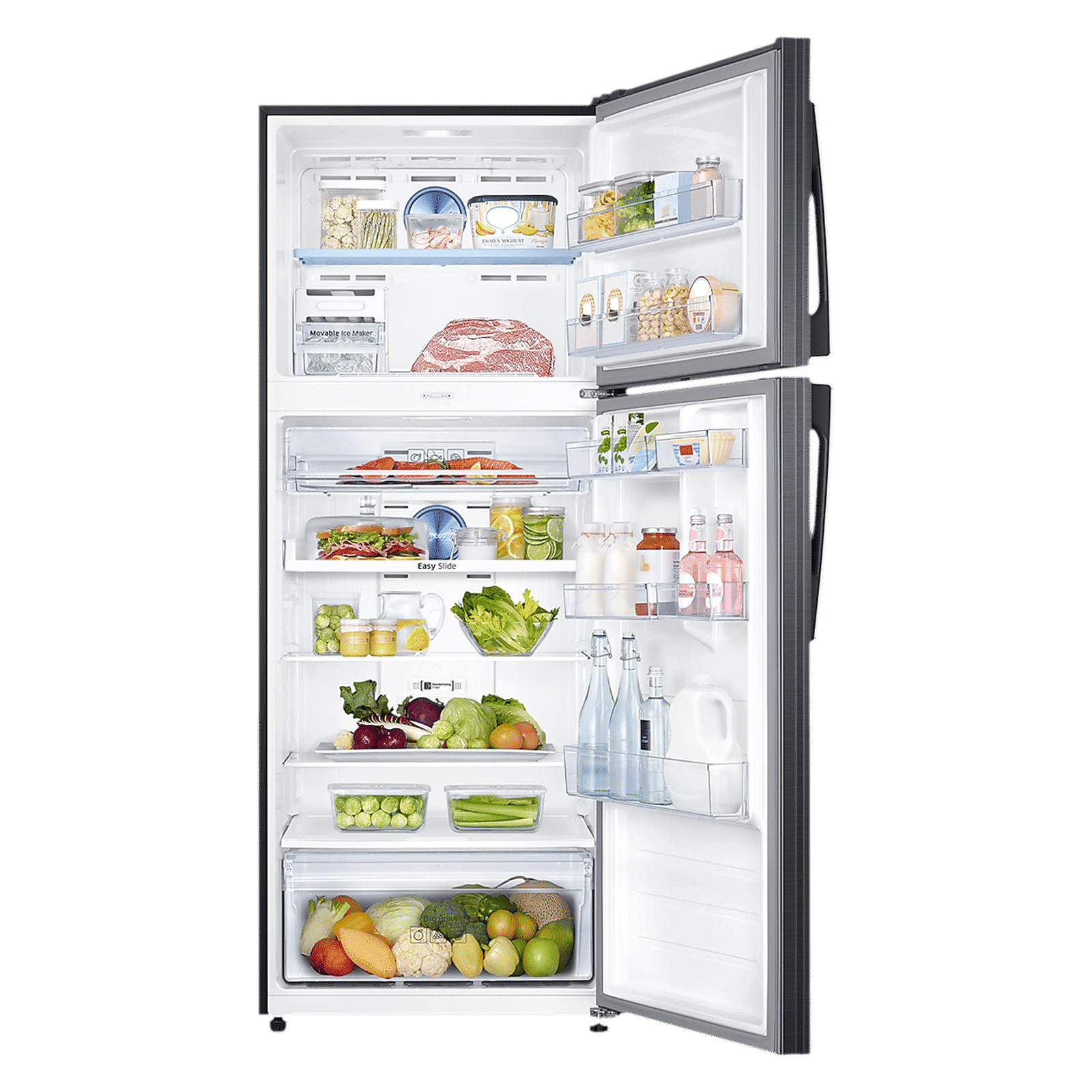 SAMSUNG 478 Litres 2 Star Frost Free Double Door Convertible Refrigerator with Coolpack 12 Hours (RT49B6338BS/TL, Black Inox)_5