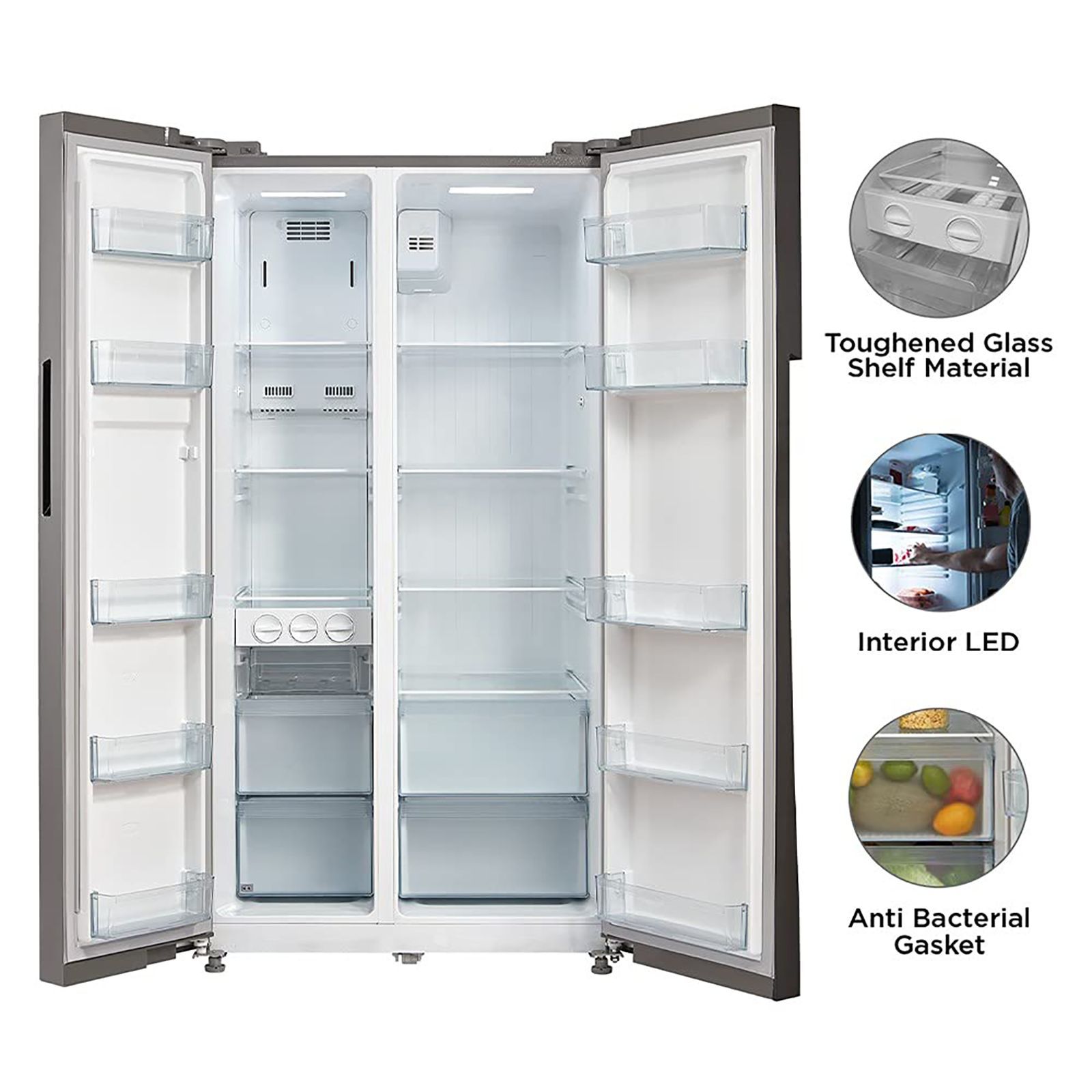 Midea 584 Litres Frost Free Side by Side Refrigerator with Anti-Bacterial Gasket (MRFS5920SSLF, Silver)_10