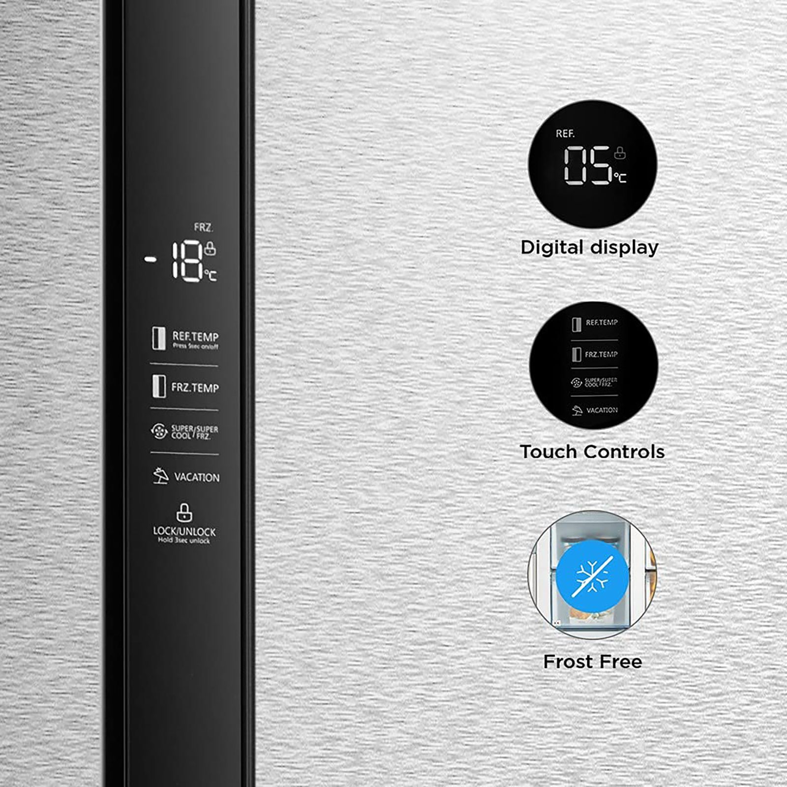 Midea 584 Litres Frost Free Side by Side Refrigerator with Anti-Bacterial Gasket (MRFS5920SSLF, Silver)_11