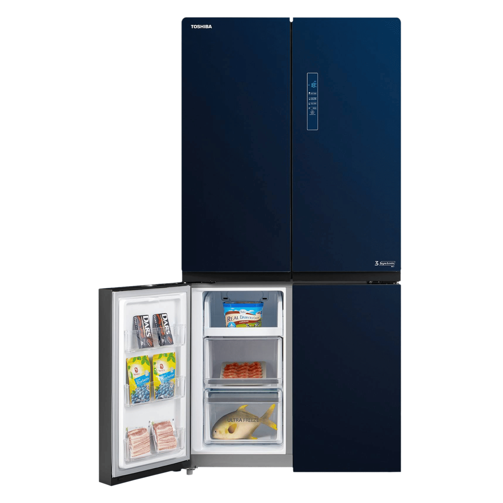 TOSHIBA 650 Litres Frost Free French Door Convertible Refrigerator with 3 Independent Cooling Technology (GR-RF646WE-PGI, Blue Glass)_11