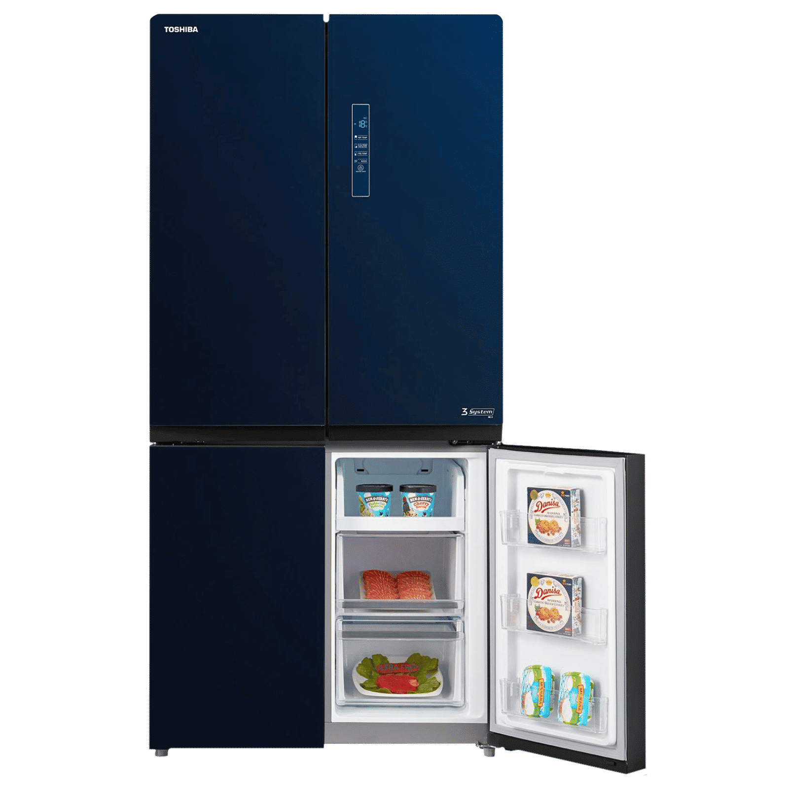 TOSHIBA 650 Litres Frost Free French Door Convertible Refrigerator with 3 Independent Cooling Technology (GR-RF646WE-PGI, Blue Glass)_12