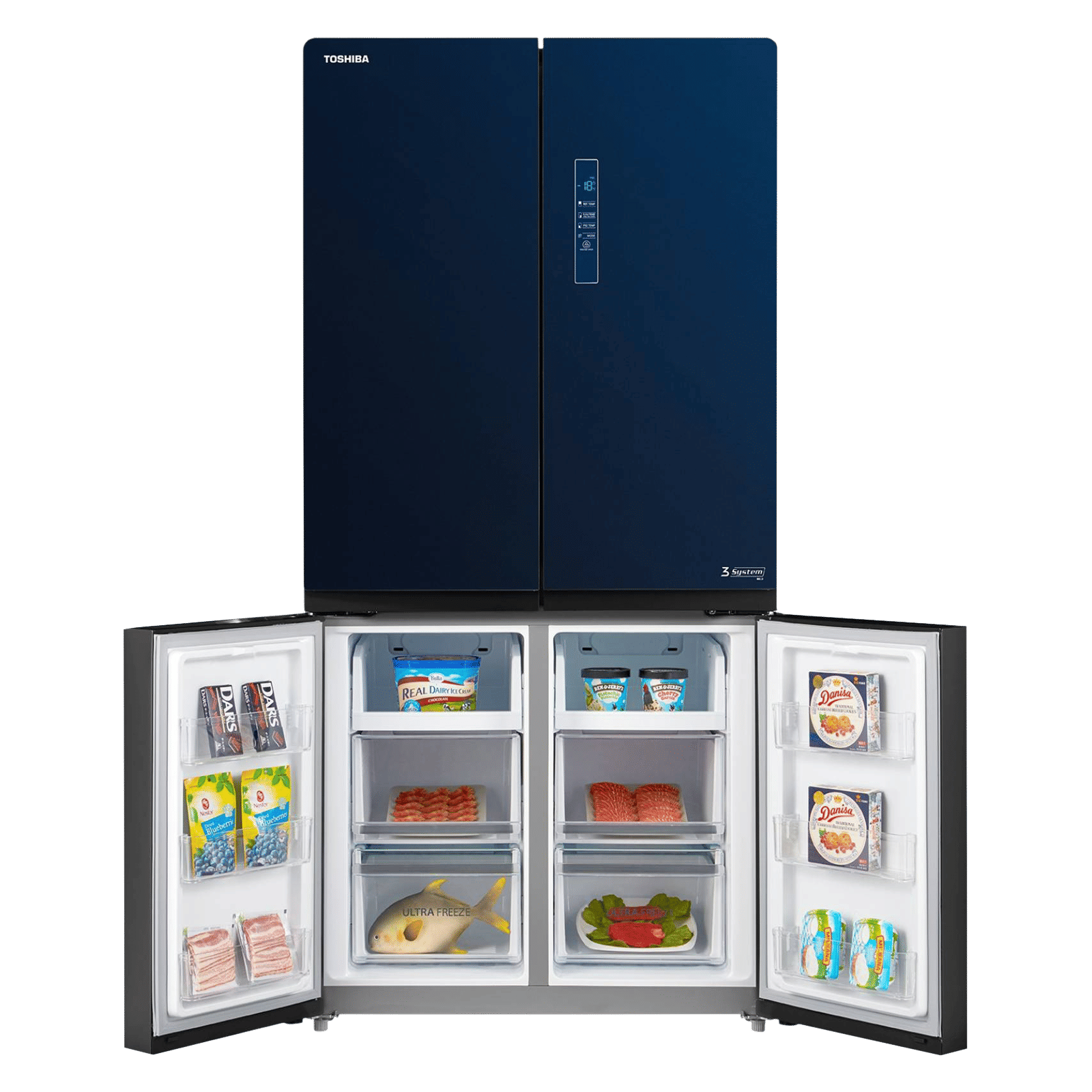 TOSHIBA 650 Litres Frost Free French Door Convertible Refrigerator with 3 Independent Cooling Technology (GR-RF646WE-PGI, Blue Glass)_15