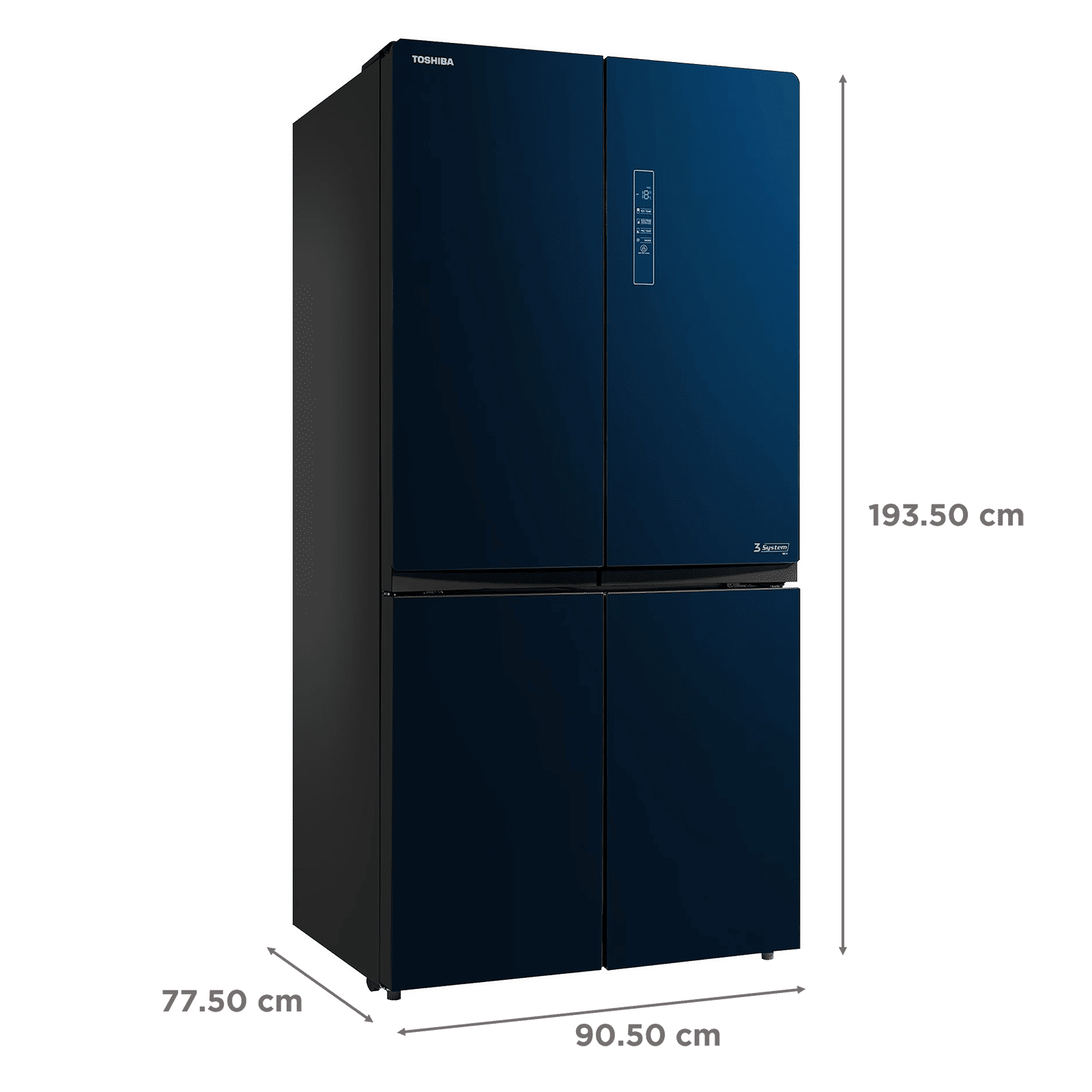 TOSHIBA 650 Litres Frost Free French Door Convertible Refrigerator with 3 Independent Cooling Technology (GR-RF646WE-PGI, Blue Glass)_3