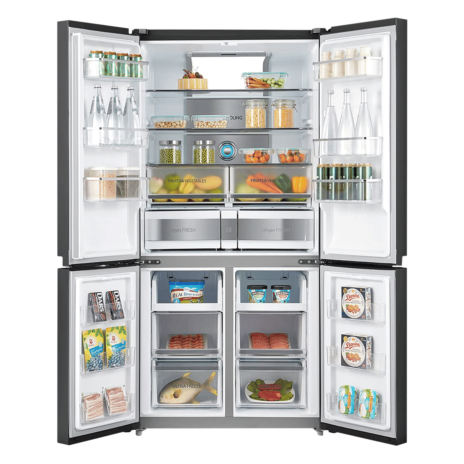 TOSHIBA 650 Litres Frost Free French Door Convertible Refrigerator with 3 Independent Cooling Technology (GR-RF646WE-PGI, Blue Glass)_5