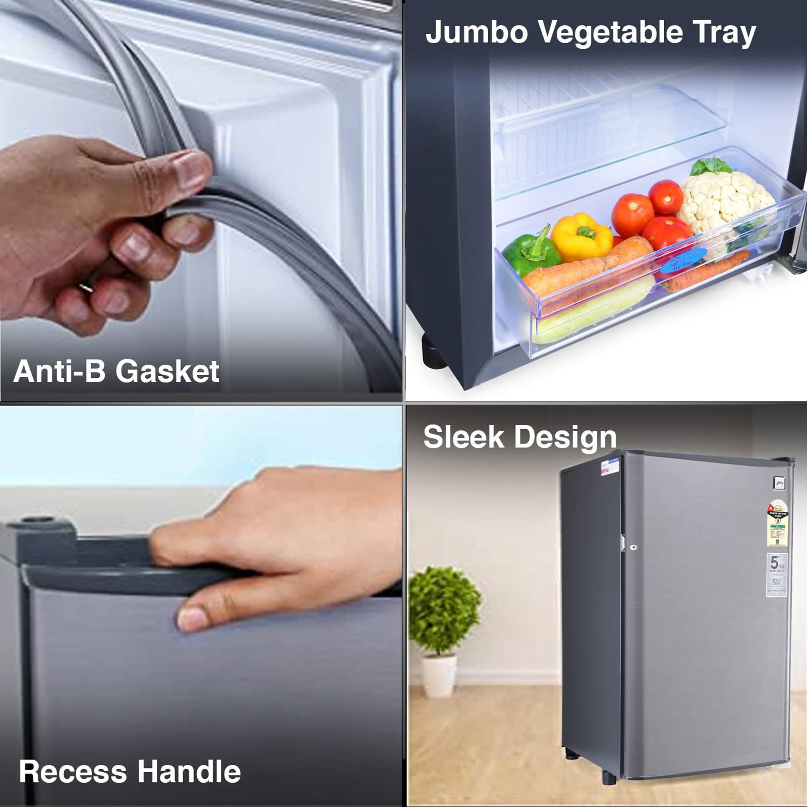 Godrej Champion 99 Liters 1 Star Direct Cool Single Door Refrigerator with Anti Bacterial Technology (RD CHAMP 114A13 WR, Steel Grey)_12