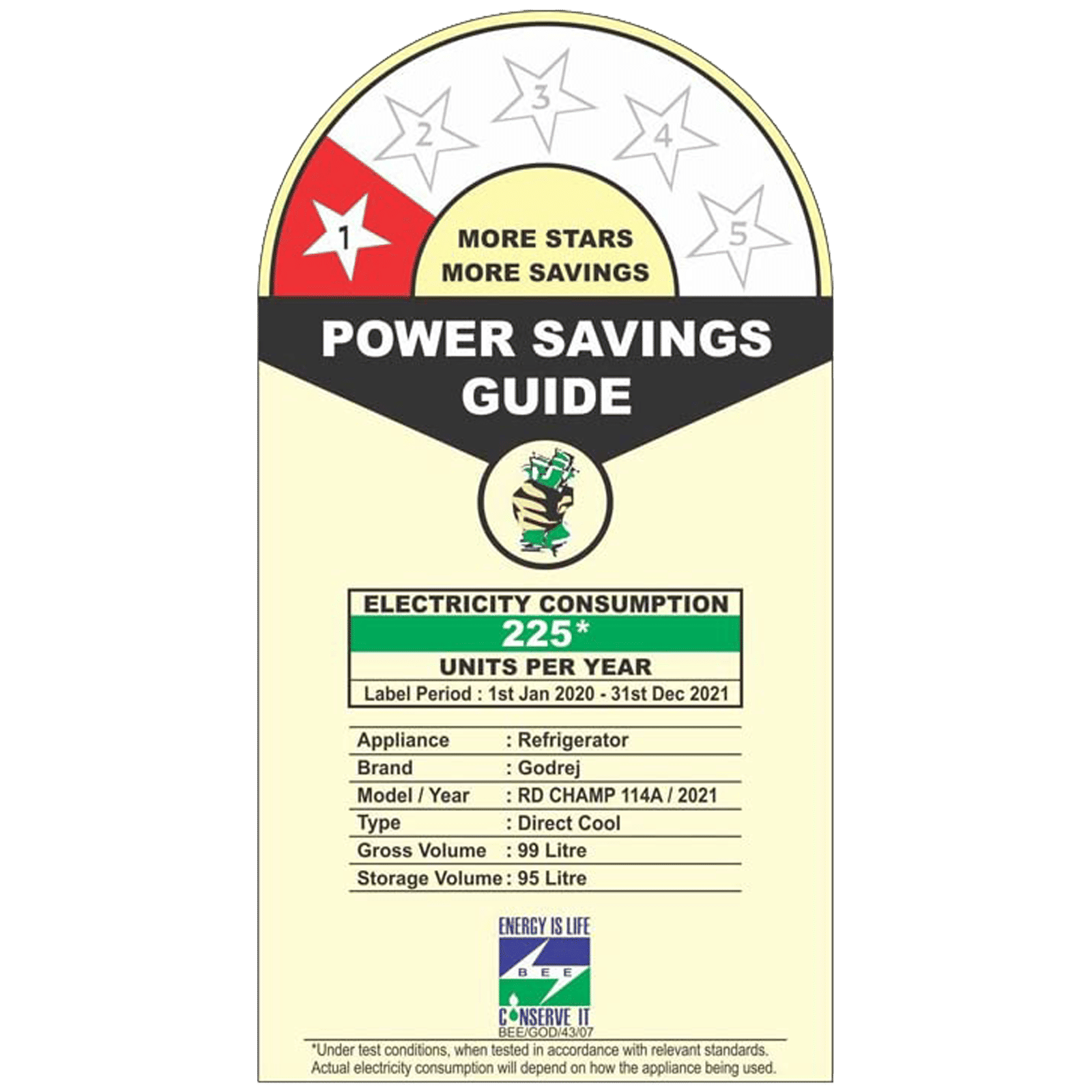 Godrej Champion 99 Liters 1 Star Direct Cool Single Door Refrigerator with Anti Bacterial Technology (RD CHAMP 114A13 WR, Steel Grey)_8