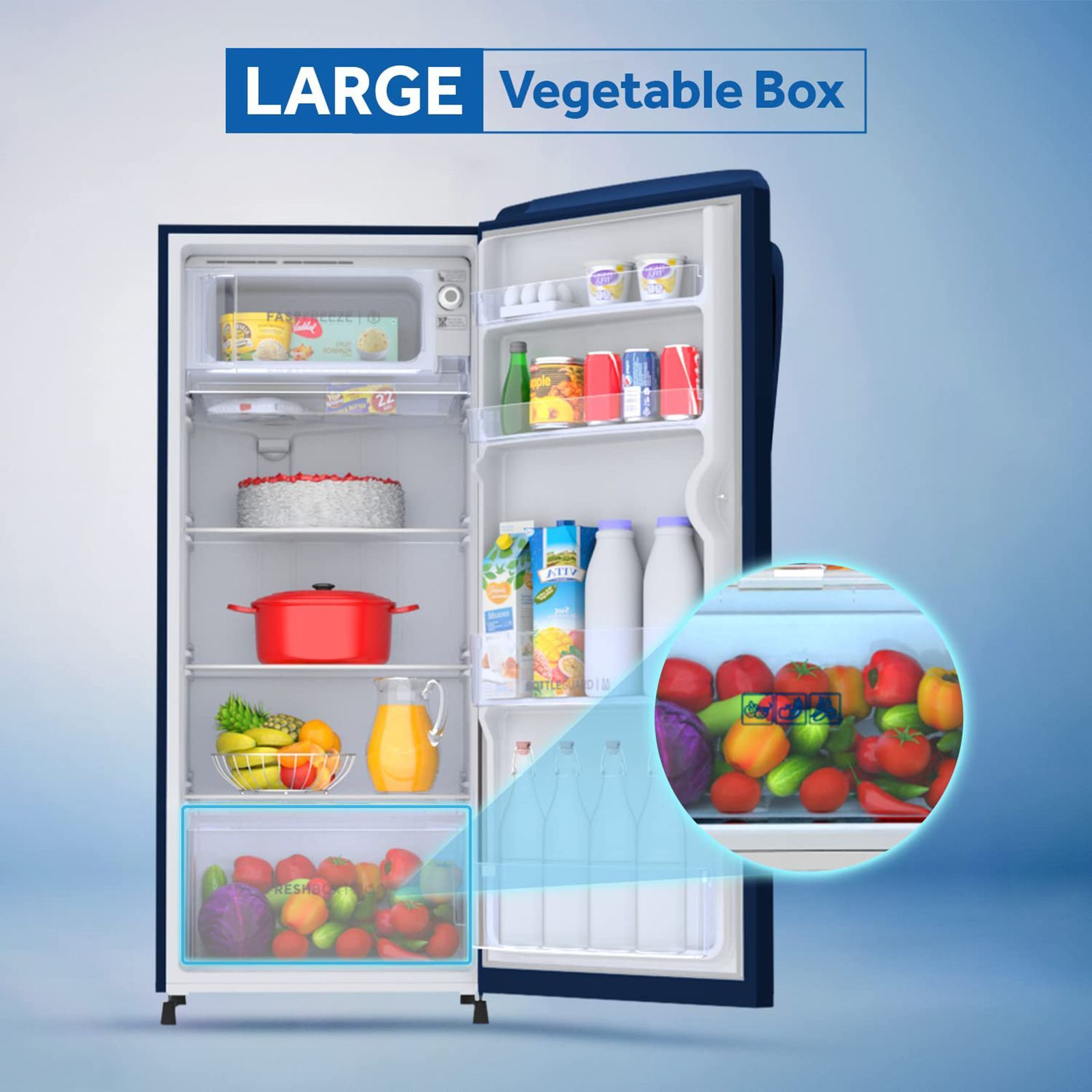 Haier 182 Liters 2 Star Direct Cool Single Door Refrigerator with Stabilizer Free Operation (HED-18BML, Marine Lily)_12