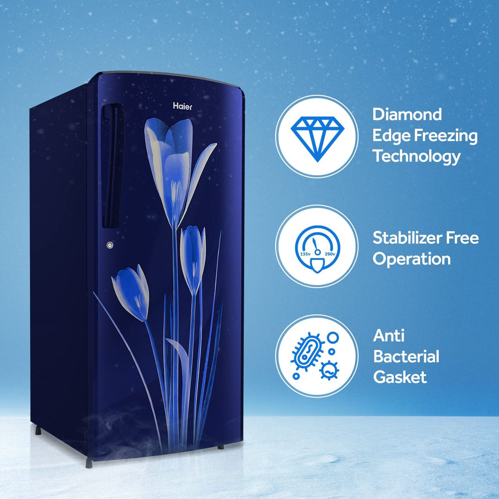Haier 182 Liters 2 Star Direct Cool Single Door Refrigerator with Stabilizer Free Operation (HED-18BML, Marine Lily)_13