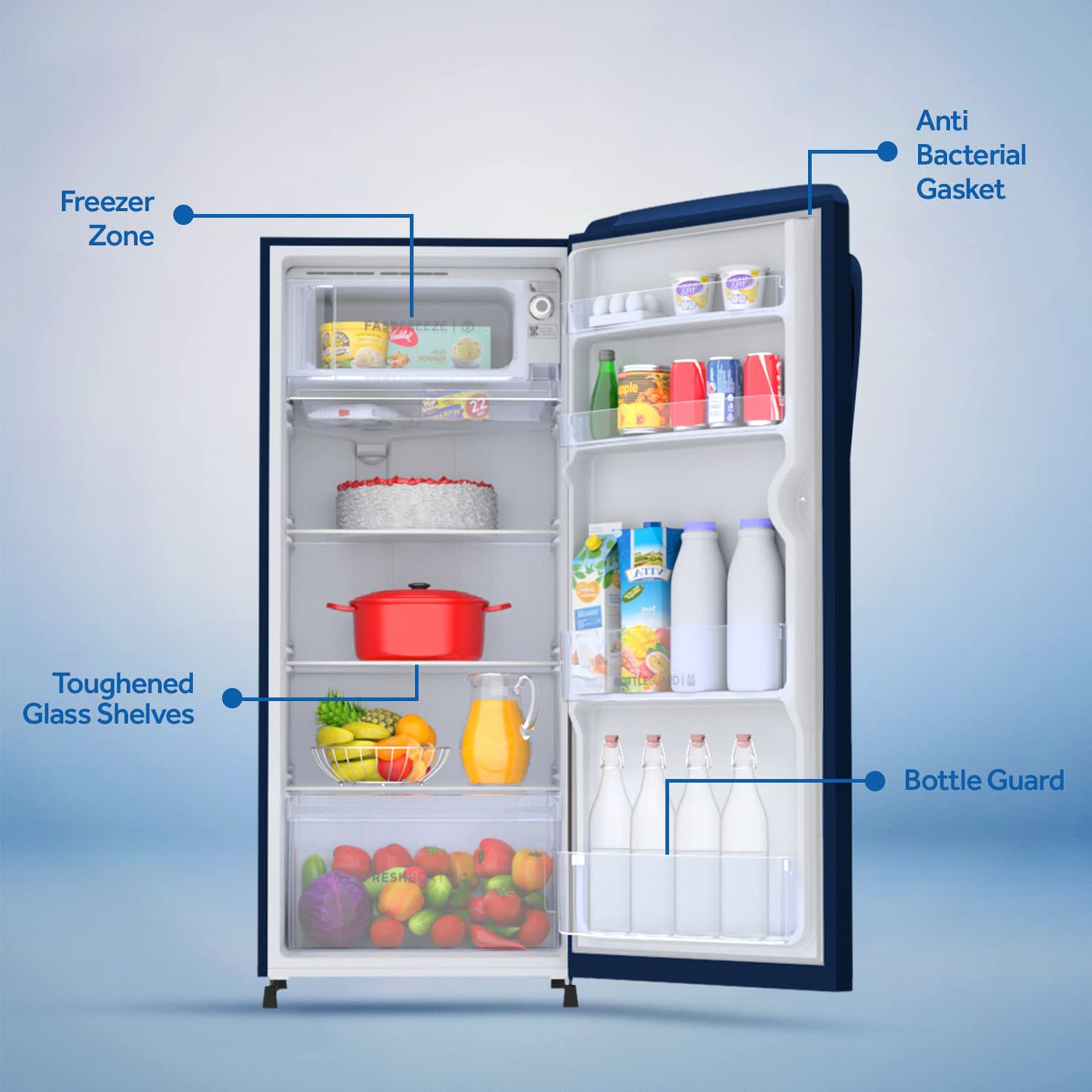 Haier 182 Liters 2 Star Direct Cool Single Door Refrigerator with Stabilizer Free Operation (HED-18BML, Marine Lily)_14