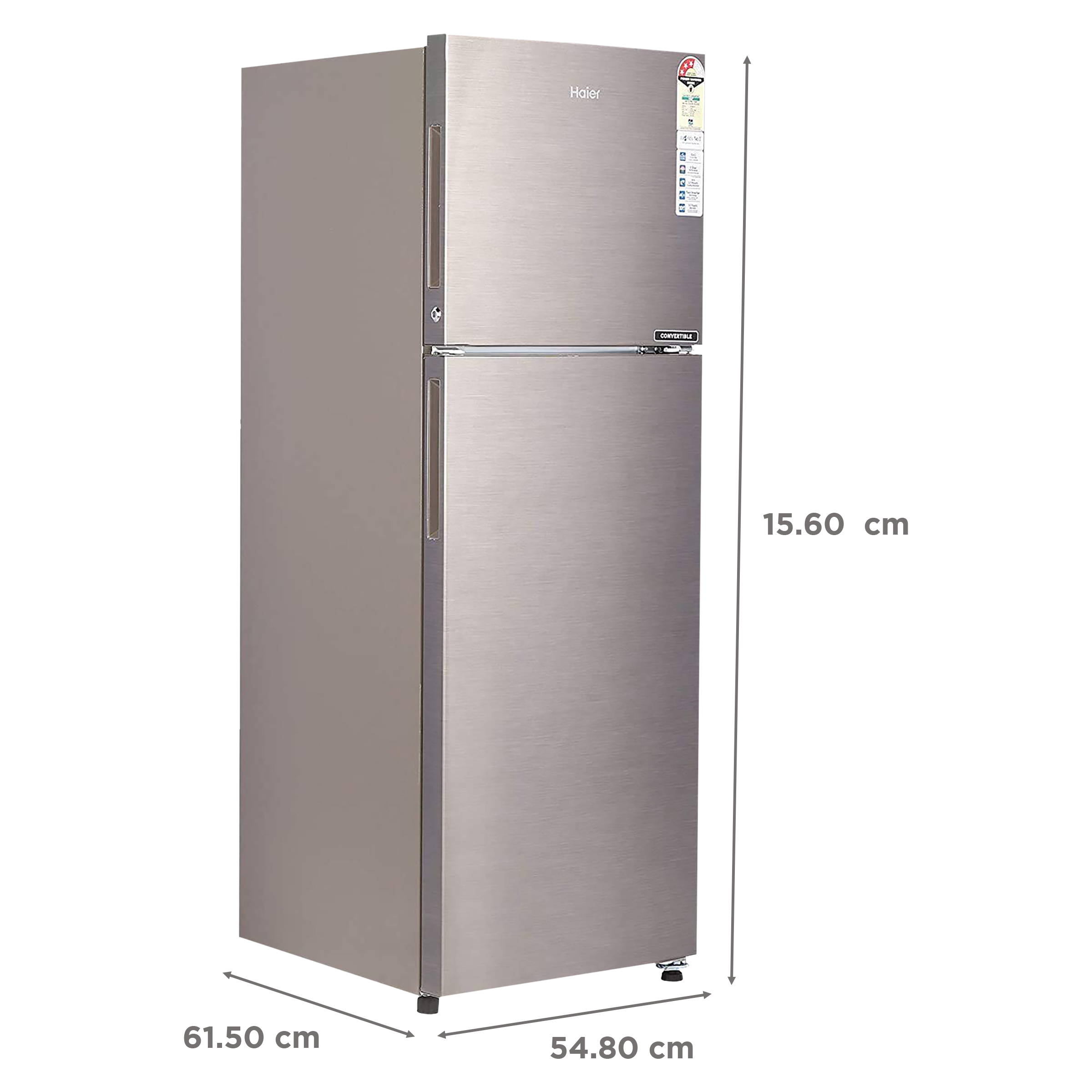 Haier 240 Litres 2 Star Frost Free Double Door Convertible Refrigerator with Turbo Icing Technology (HEF-25TDS, Dazzle Steel) Haier 240 Litres 2 Star Frost Free Double Door Convertible Refrigerator with Turbo Icing Technology (HEF-25TDS, Dazzle Steel)_3