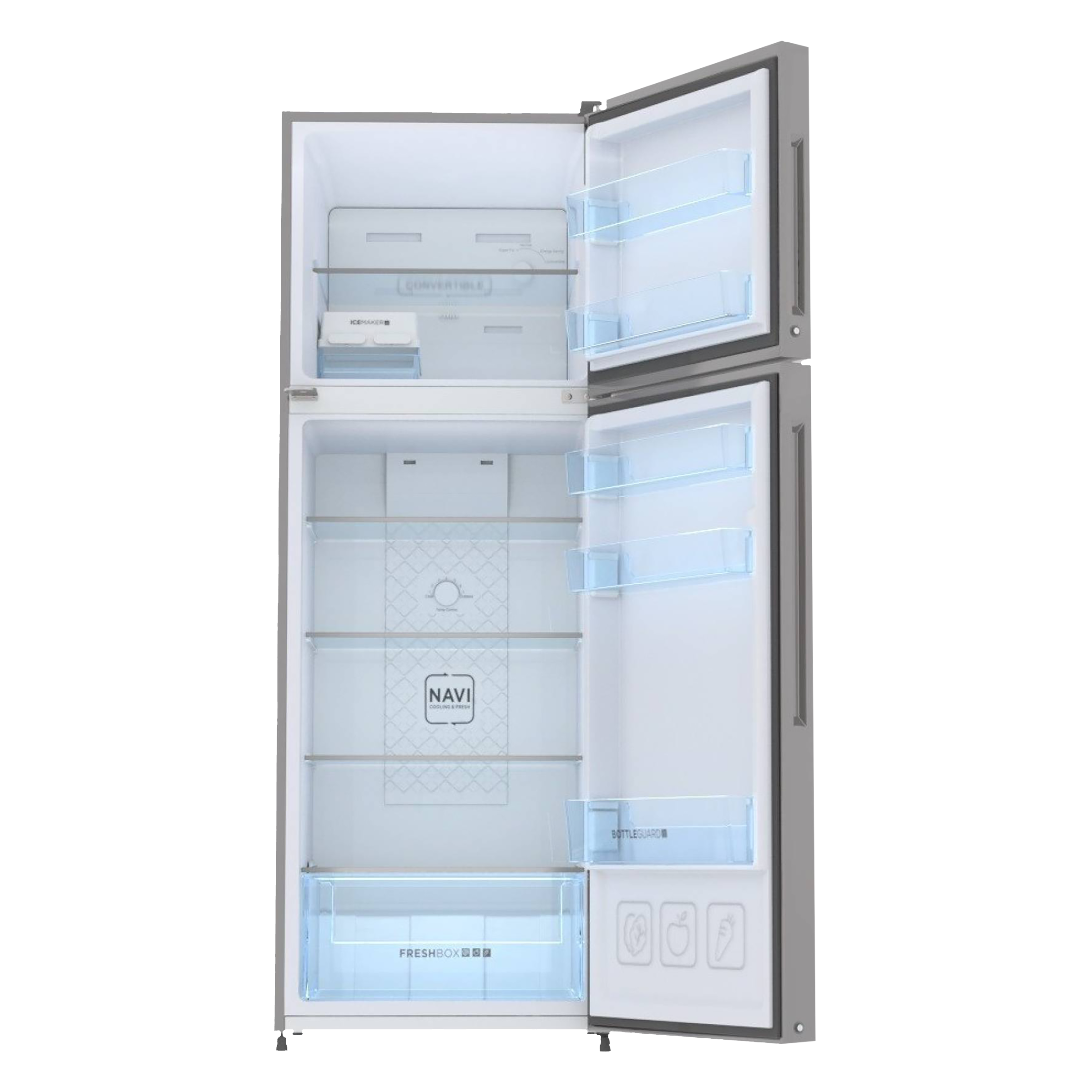 Haier 240 Litres 2 Star Frost Free Double Door Convertible Refrigerator with Turbo Icing Technology (HEF-25TDS, Dazzle Steel) Haier 240 Litres 2 Star Frost Free Double Door Convertible Refrigerator with Turbo Icing Technology (HEF-25TDS, Dazzle Steel)_6