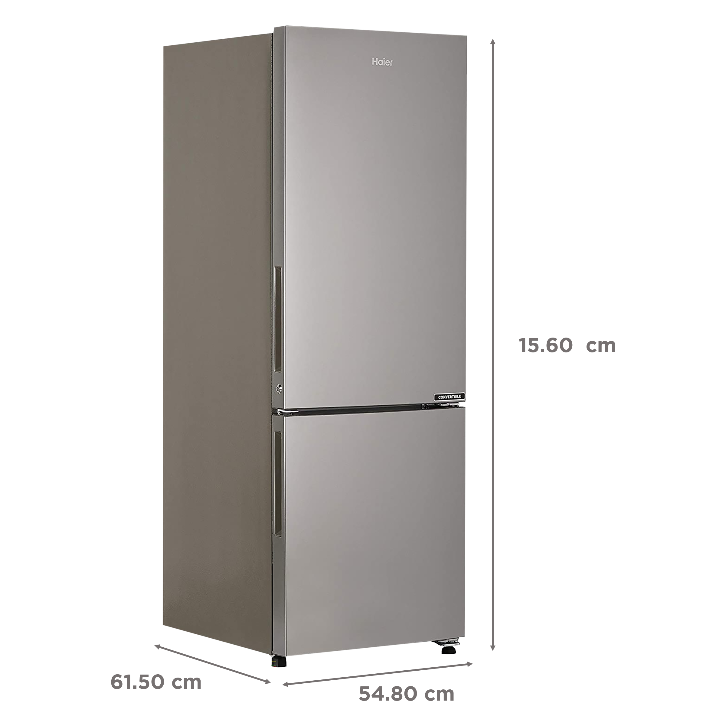 Haier 256 Litres 2 Star Frost Free Double Door Bottom Mount Convertible Refrigerator with Turbo Icing Technology (HEB-25TGS, Moon Silver)_3