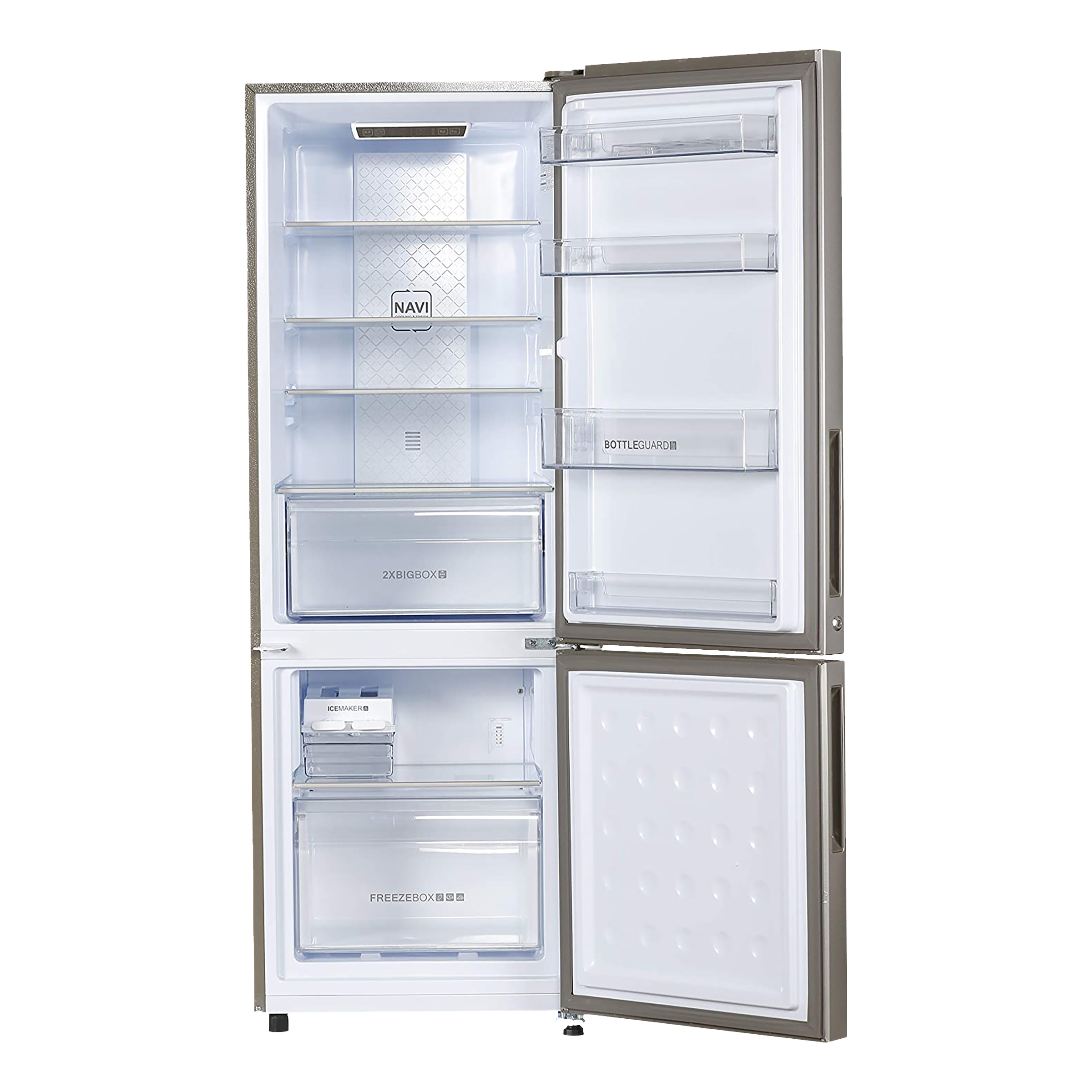 Haier 256 Litres 2 Star Frost Free Double Door Bottom Mount Convertible Refrigerator with Turbo Icing Technology (HEB-25TGS, Moon Silver)_6