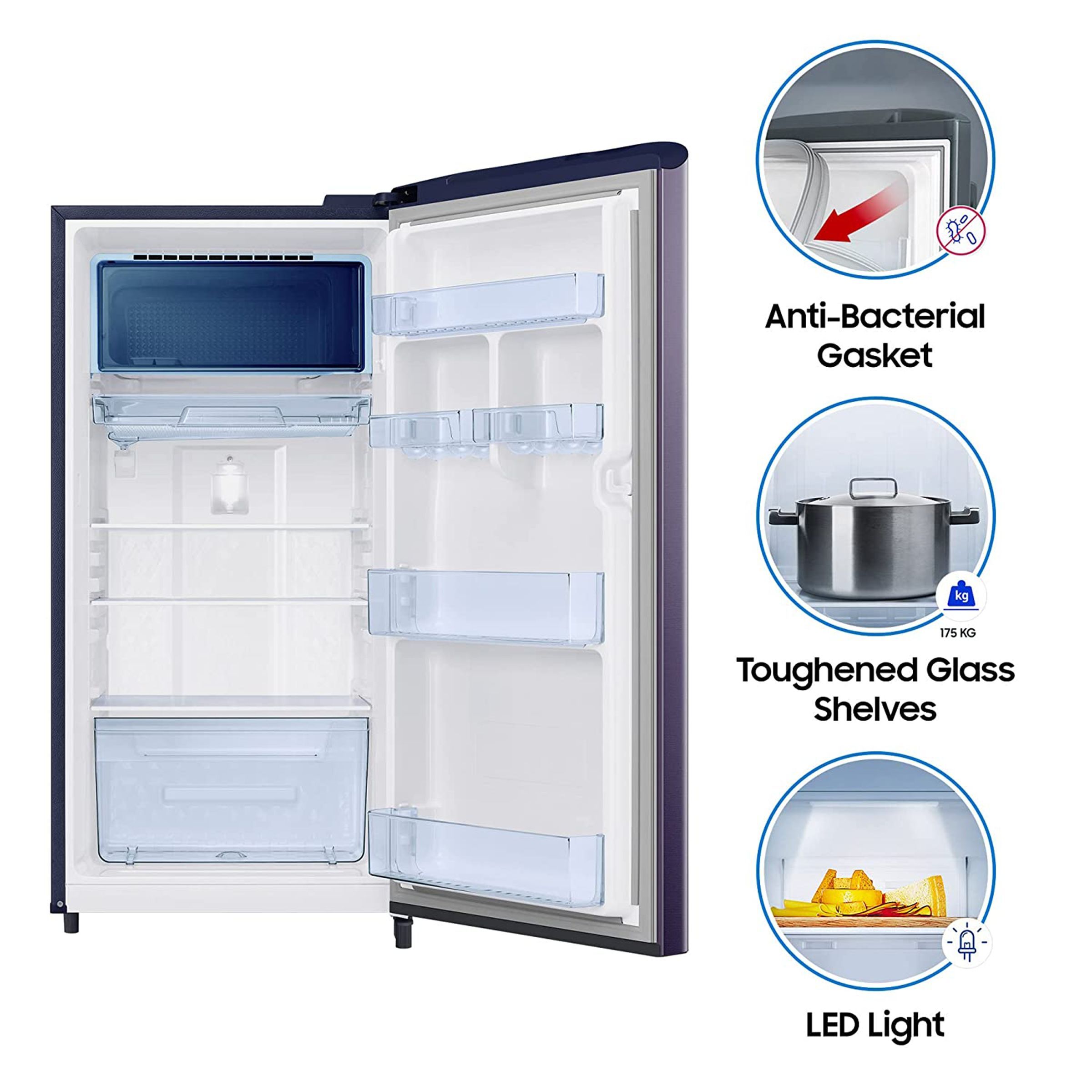 SAMSUNG 198 Liters 3 Star Direct Cool Single Door Refrigerator with Stabilizer Free Operation (RR21A2C2YUT/HL, Pebble Blue) SAMSUNG 198 Liters 3 Star Direct Cool Single Door Refrigerator with Stabilizer Free Operation (RR21A2C2YUT/HL, Pebble Blue)_16