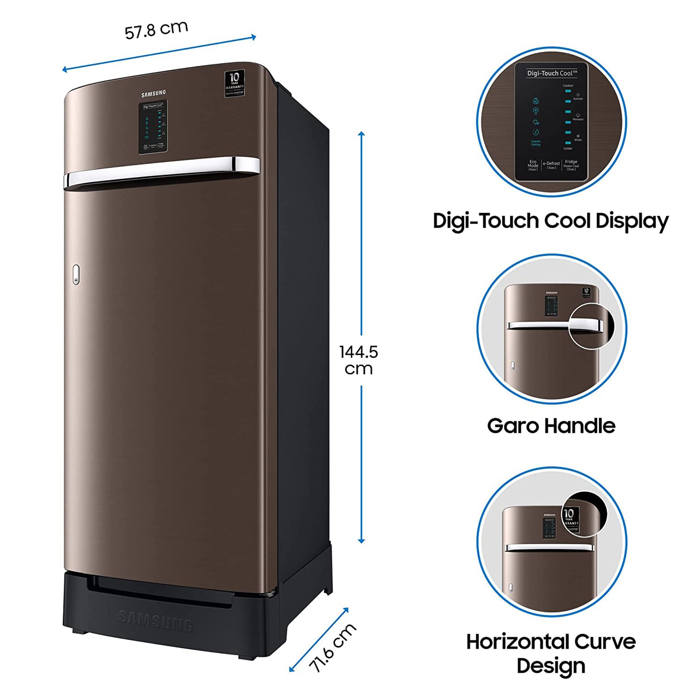 SAMSUNG 225 Liters 5 Star Direct Cool Single Door Refrigerator with Stabilizer Free Operation (RR23A2F3WDX/HL, Luxe Brown) SAMSUNG 225 Liters 5 Star Direct Cool Single Door Refrigerator with Stabilizer Free Operation (RR23A2F3WDX/HL, Luxe Brown)_18