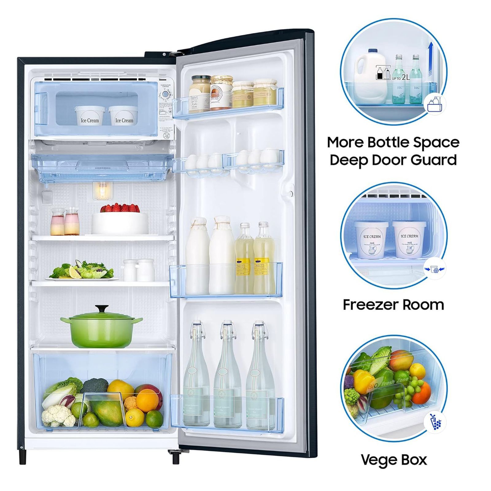 SAMSUNG 192 Liters 3 Star Direct Cool Single Door Refrigerator with Anti-Bacteria Gasket (RR20A1Y2YU8/HL, Blooming Saffron Red)_13