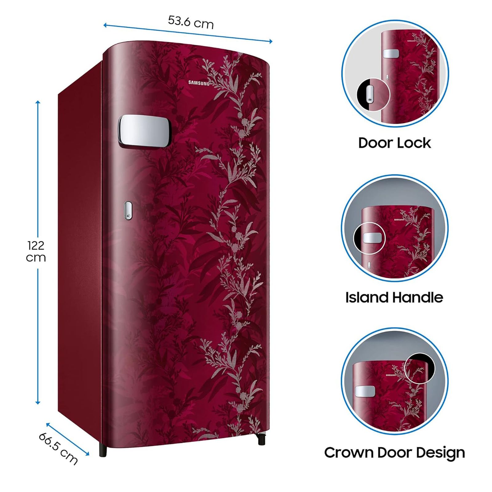 SAMSUNG 192 Liters 2 Star Direct Cool Single Door Refrigerator with Anti-Bacteria Gasket (RR19A2Y2B6R/NL, Mystic Overlay Red)_15