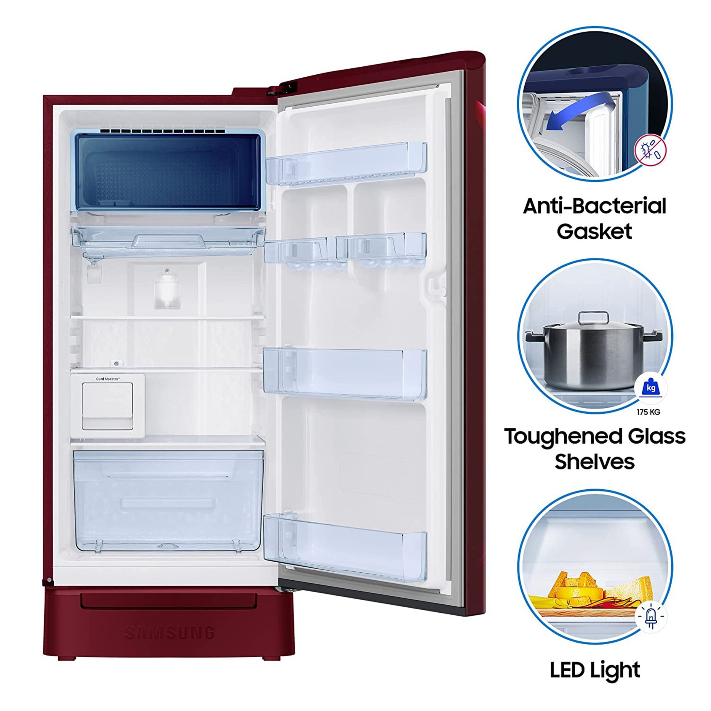 SAMSUNG 192 Liters 4 Star Direct Cool Single Door Refrigerator with Stabilizer Free Operation (RR21A2N2XRZ/HL, Midnight Blossom Red) SAMSUNG 192 Liters 4 Star Direct Cool Single Door Refrigerator with Stabilizer Free Operation (RR21A2N2XRZ/HL, Midnight Blossom Red)_15