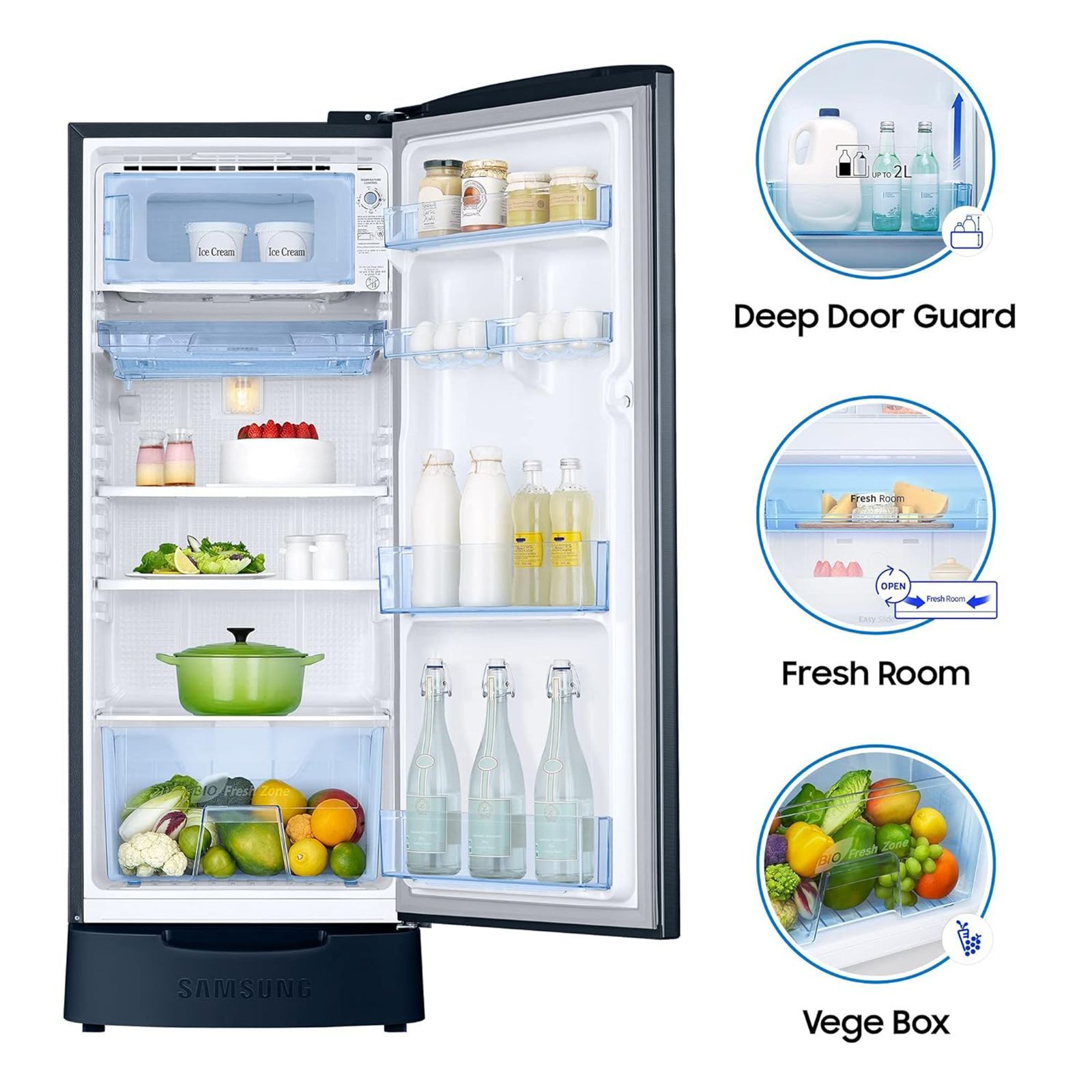 SAMSUNG 192 Liters 3 Star Direct Cool Single Door Refrigerator with Anti-Bacteria Gasket (RR20A1Z2YU8/HL, Blooming Saffron Blue) SAMSUNG 192 Liters 3 Star Direct Cool Single Door Refrigerator with Anti-Bacteria Gasket (RR20A1Z2YU8/HL, Blooming Saffron Blue)_15