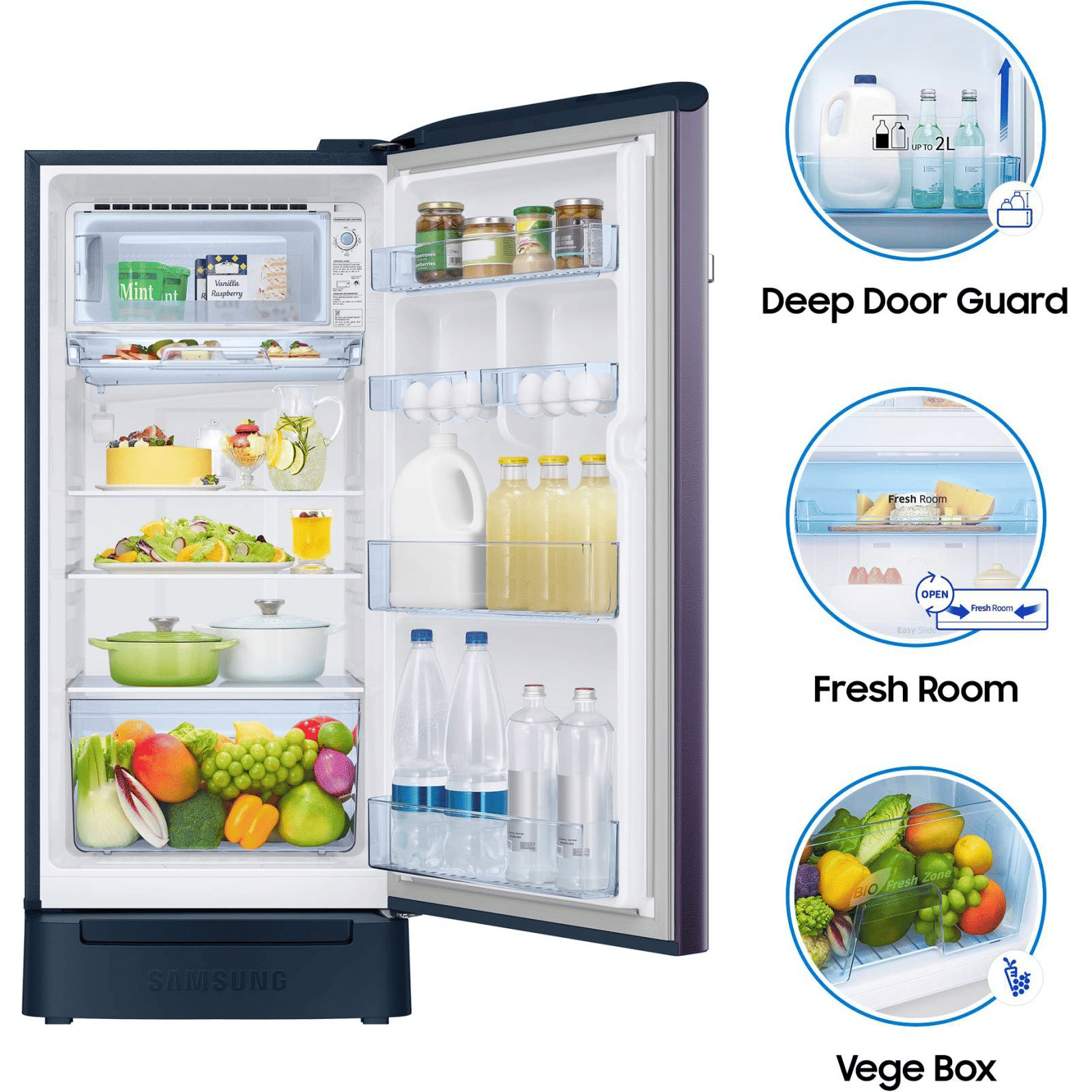 SAMSUNG 198 Liters 4 Star Direct Cool Single Door Refrigerator with Stabilizer Free Operation (RR21A2H2XUT/HL, Pebble Blue)_15