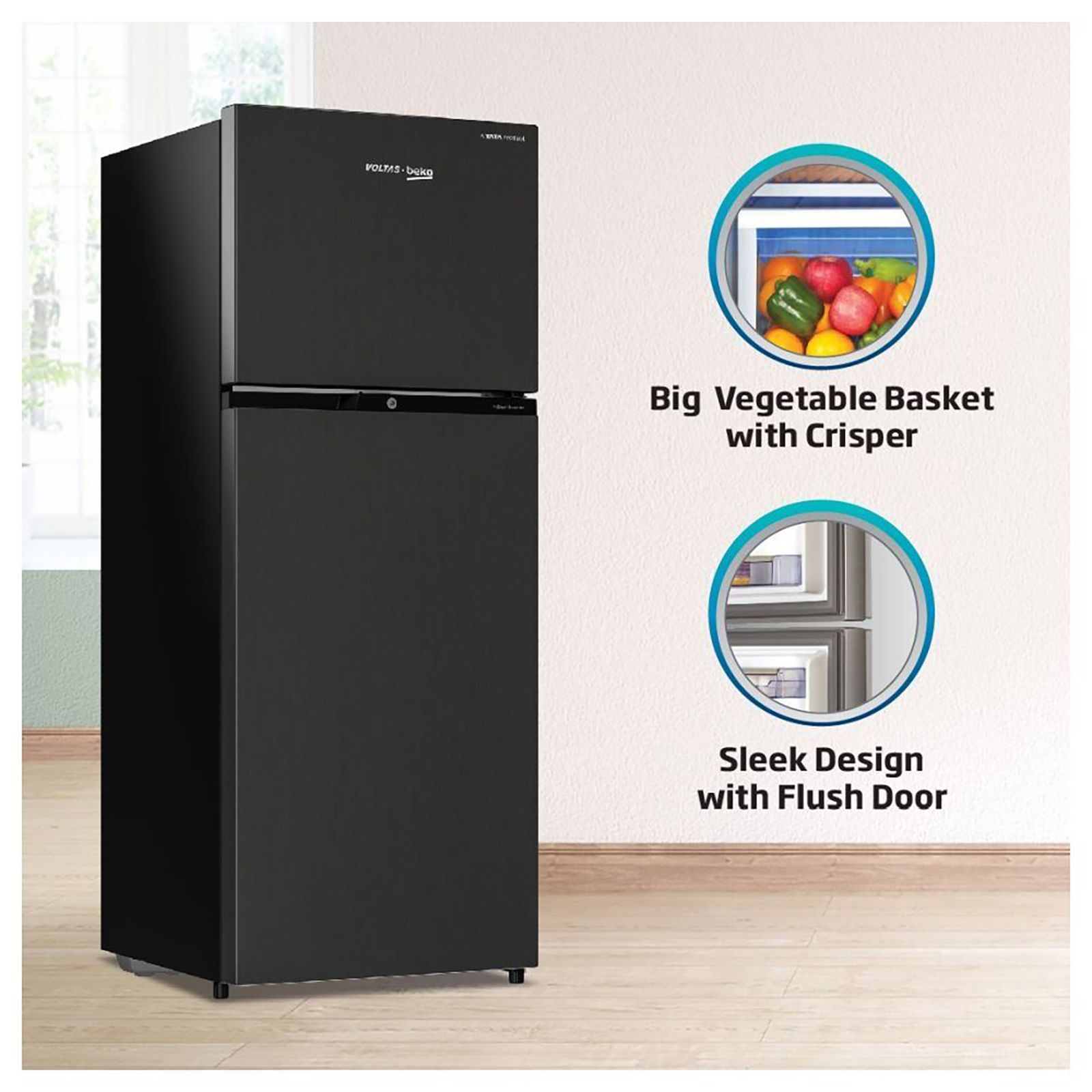 VOLTAS beko 275 Litres 2 Star Frost Free Double Door Refrigerator with NeoFrost Dual Cooling (RFF295D60/XBRXDIXXX/D60275, Wooden Black)_13